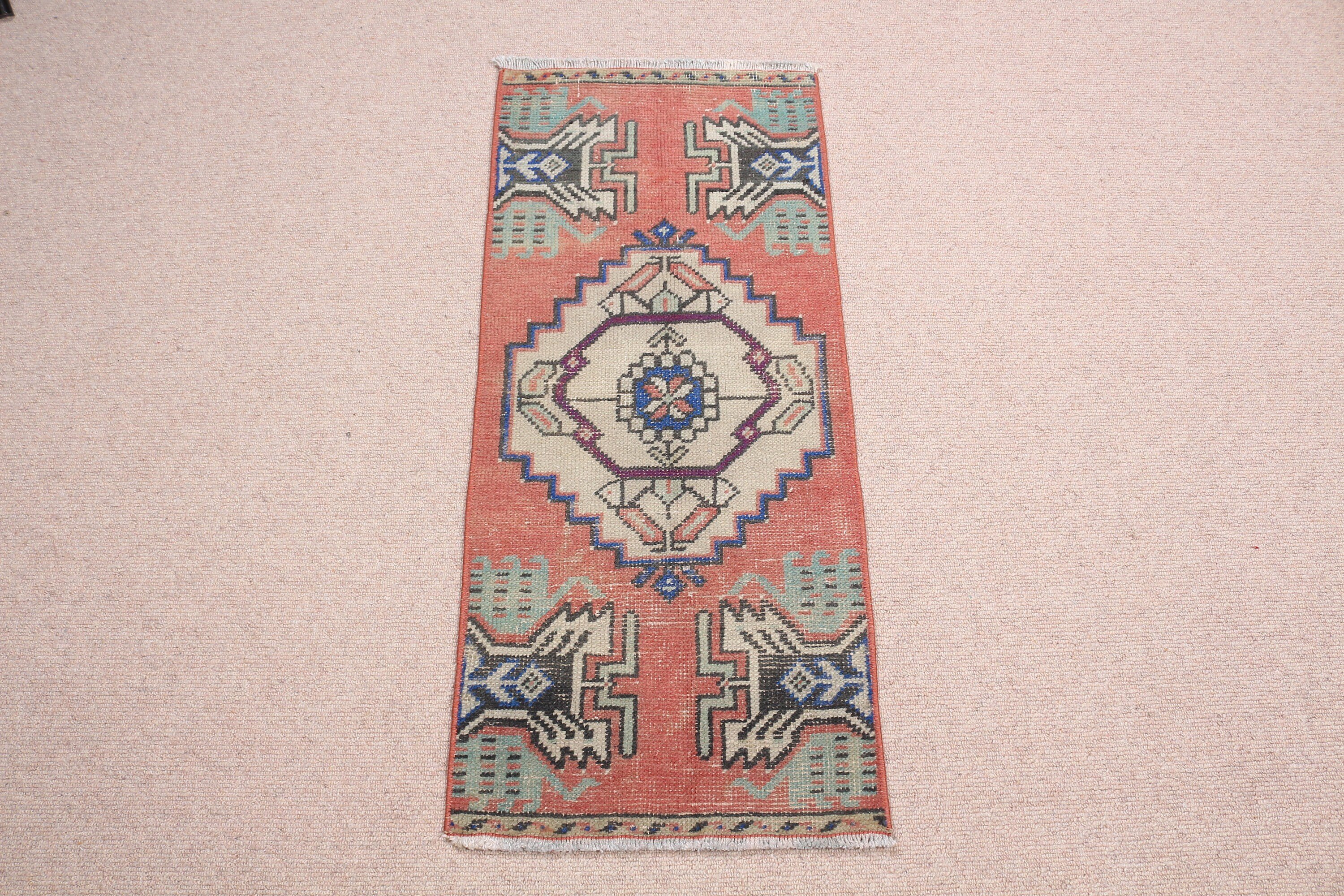 Moroccan Rugs, Bedroom Rug, Vintage Rug, Red Moroccan Rug, 1.3x3 ft Small Rugs, Oriental Rugs, Rugs for Entry, Turkish Rugs, Nursery Rug