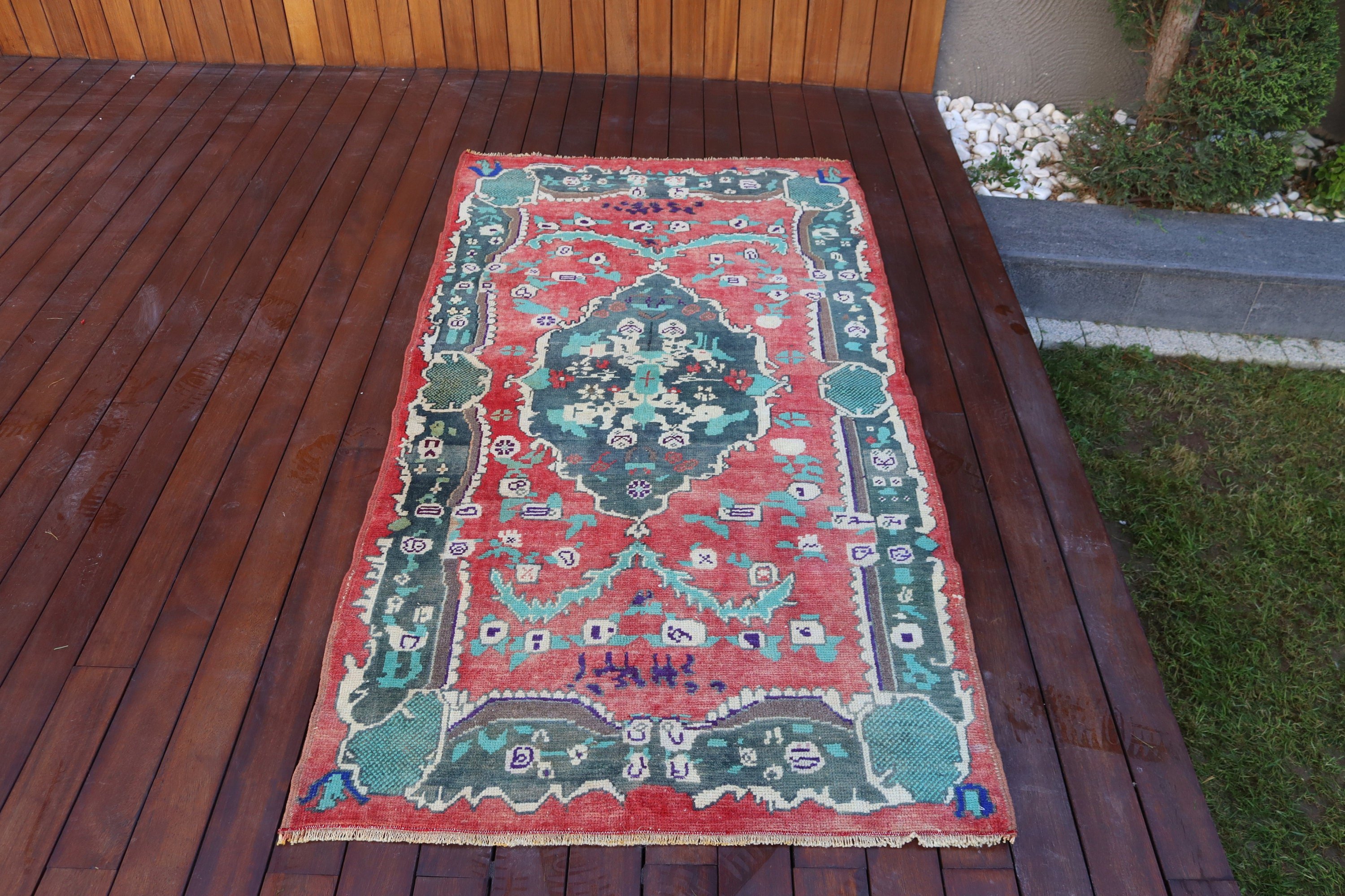 Düz Dokuma Halı, 3.1x6 ft Aksan Halı, Kırmızı Açıklama Halıları, Giriş Halısı, Türk Halısı, Vintage Halılar, Çocuk Odası Halıları, Yatak Odası Halıları, Oushak Halıları