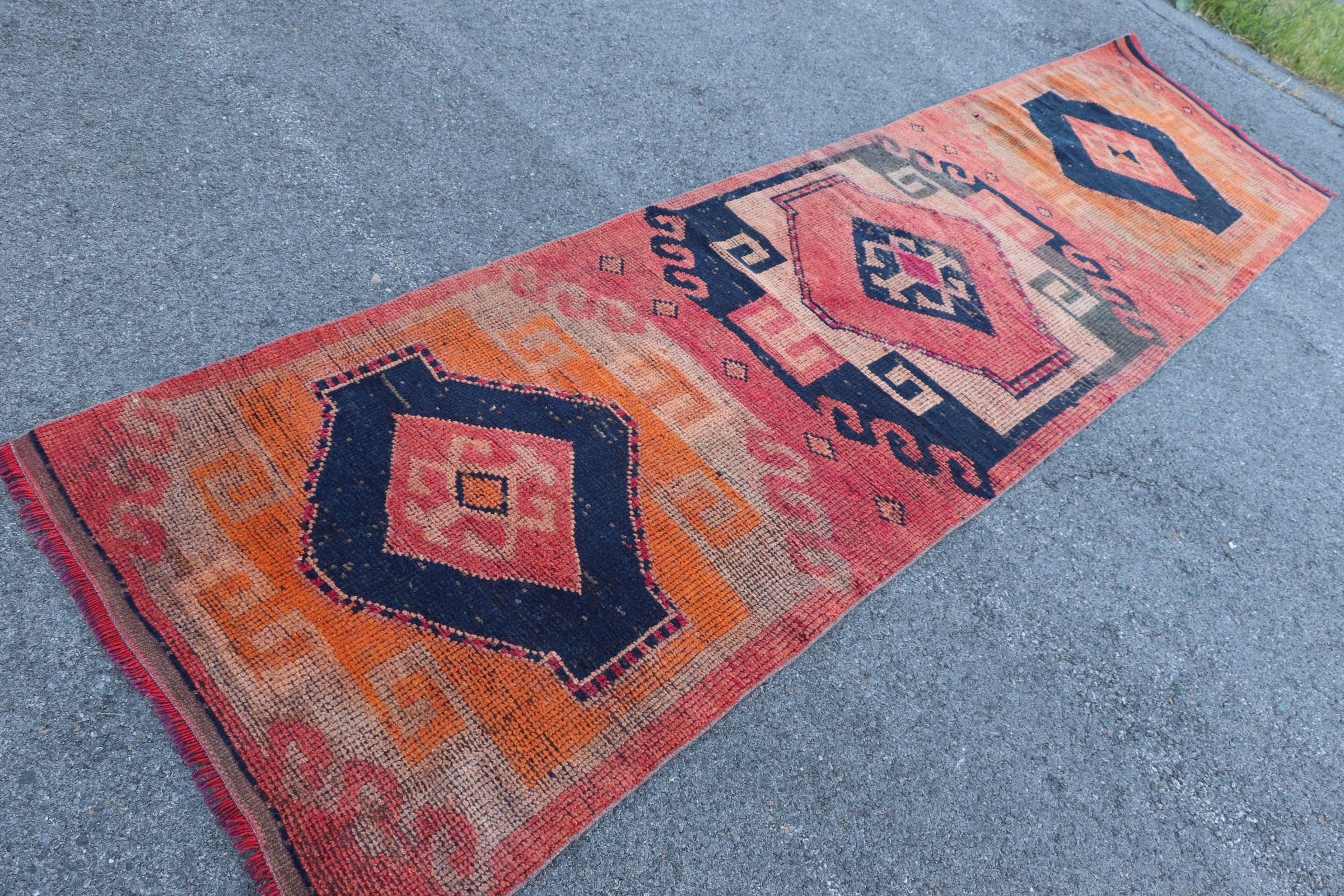 Hallway Rugs, Stair Rug, 3.1x11.3 ft Runner Rugs, Rugs for Runner, Orange Cool Rug, Oushak Rugs, Turkish Rug, Vintage Rug, Bedroom Rugs