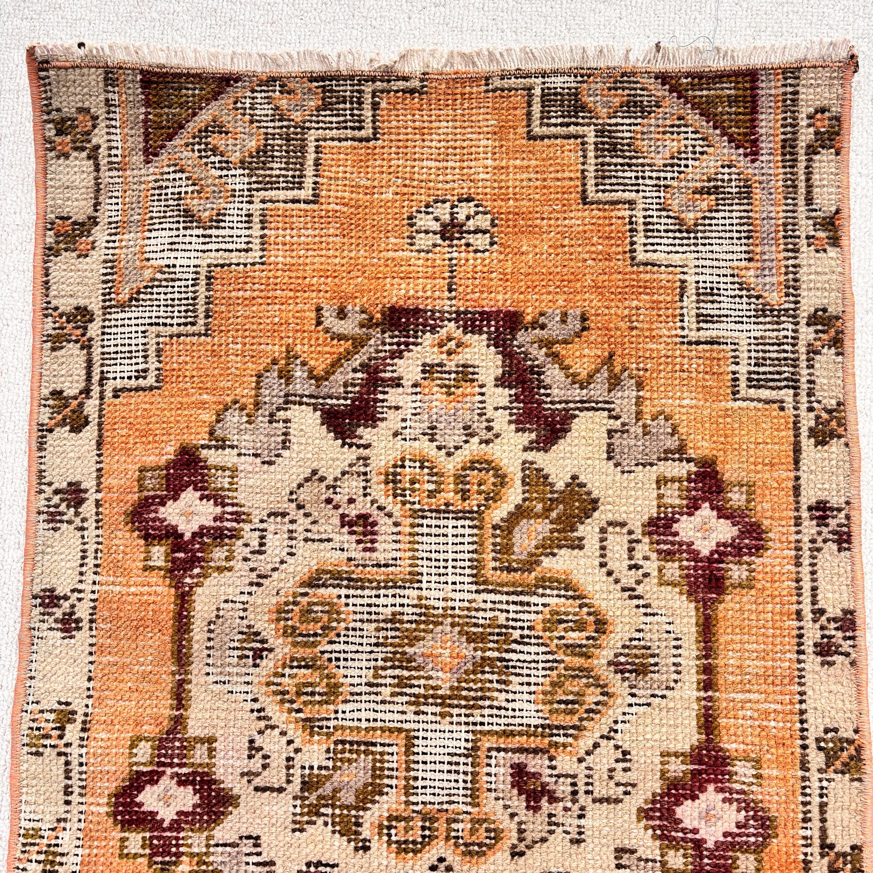 1.6x2.3 ft Küçük Halılar, Vintage Halılar, Türk Halısı, Küçük Alan Halısı, Çocuk Halısı, Lüks Halılar, Turuncu Yatak Odası Halıları, Fas Halısı, Boho Halısı