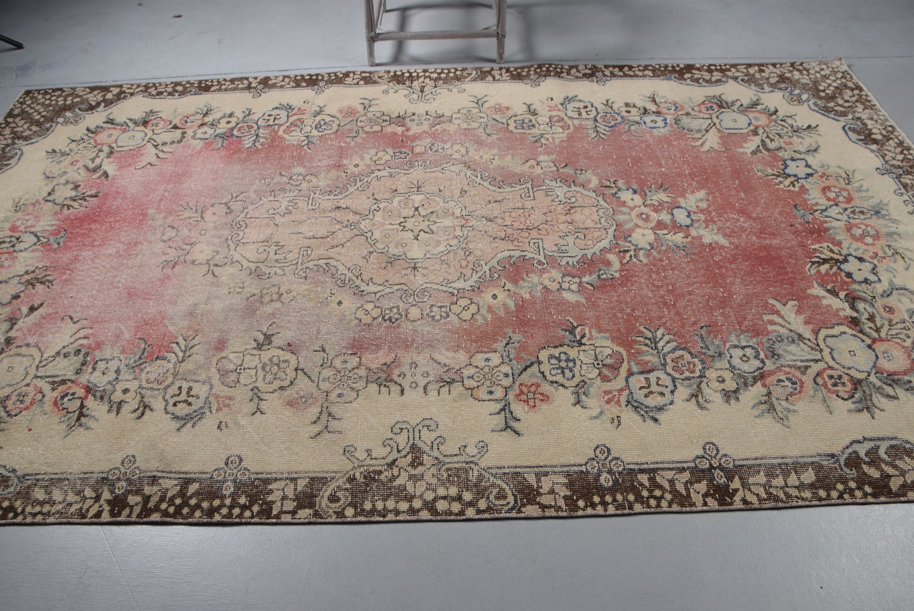 5.8x10.1 ft Büyük Halı, Vintage Halı, Yatak Odası Halısı, Yün Halı, Salon Halıları, Yemek Odası Halısı, Türk Halıları, Bej Oryantal Halı