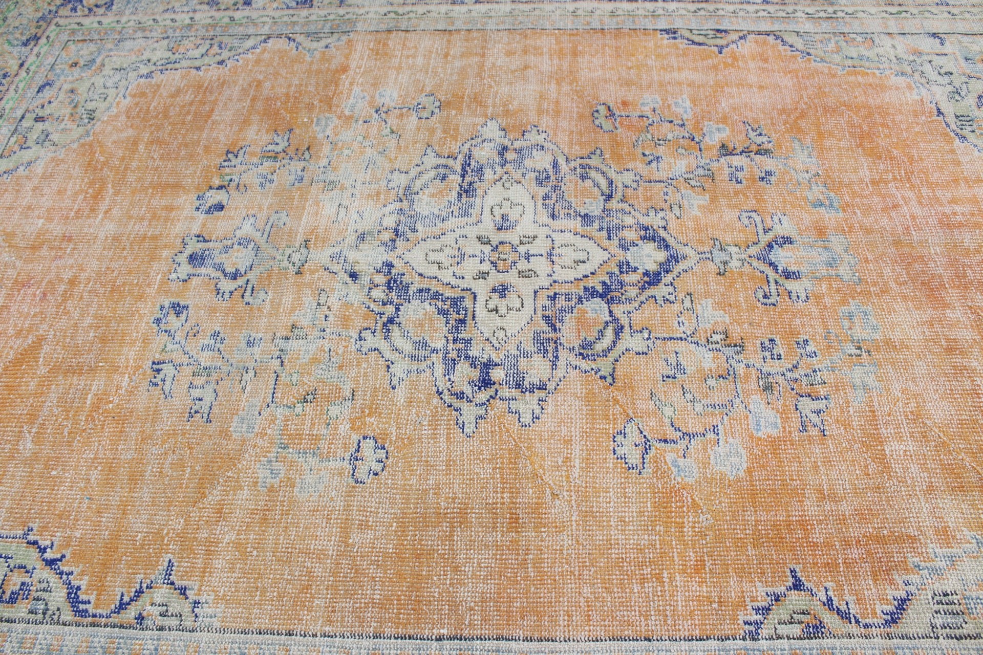 Saloon Rug, Orange Oushak Rug, Art Rug, Oriental Rug, Turkish Rug, Floor Rug, 7.5x10.4 ft Oversize Rug, Salon Rugs, Vintage Rug, Cute Rugs