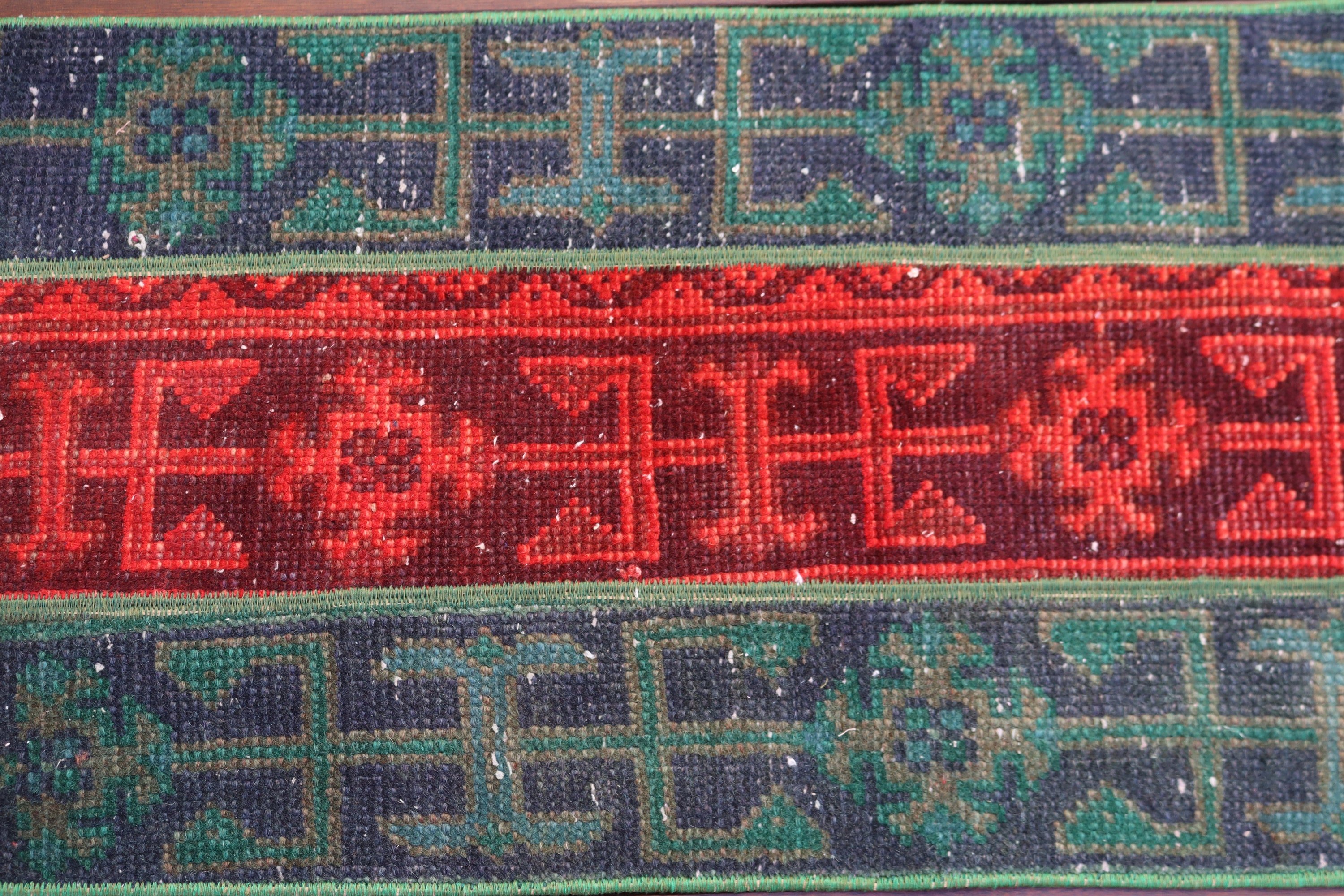 Küçük Boho Halılar, Modern Halılar, 1,5x3,6 ft Küçük Halı, Vintage Halılar, Kabile Halısı, El Dokuma Halı, Türk Halısı, Giriş Halıları, Yeşil Anadolu Halıları