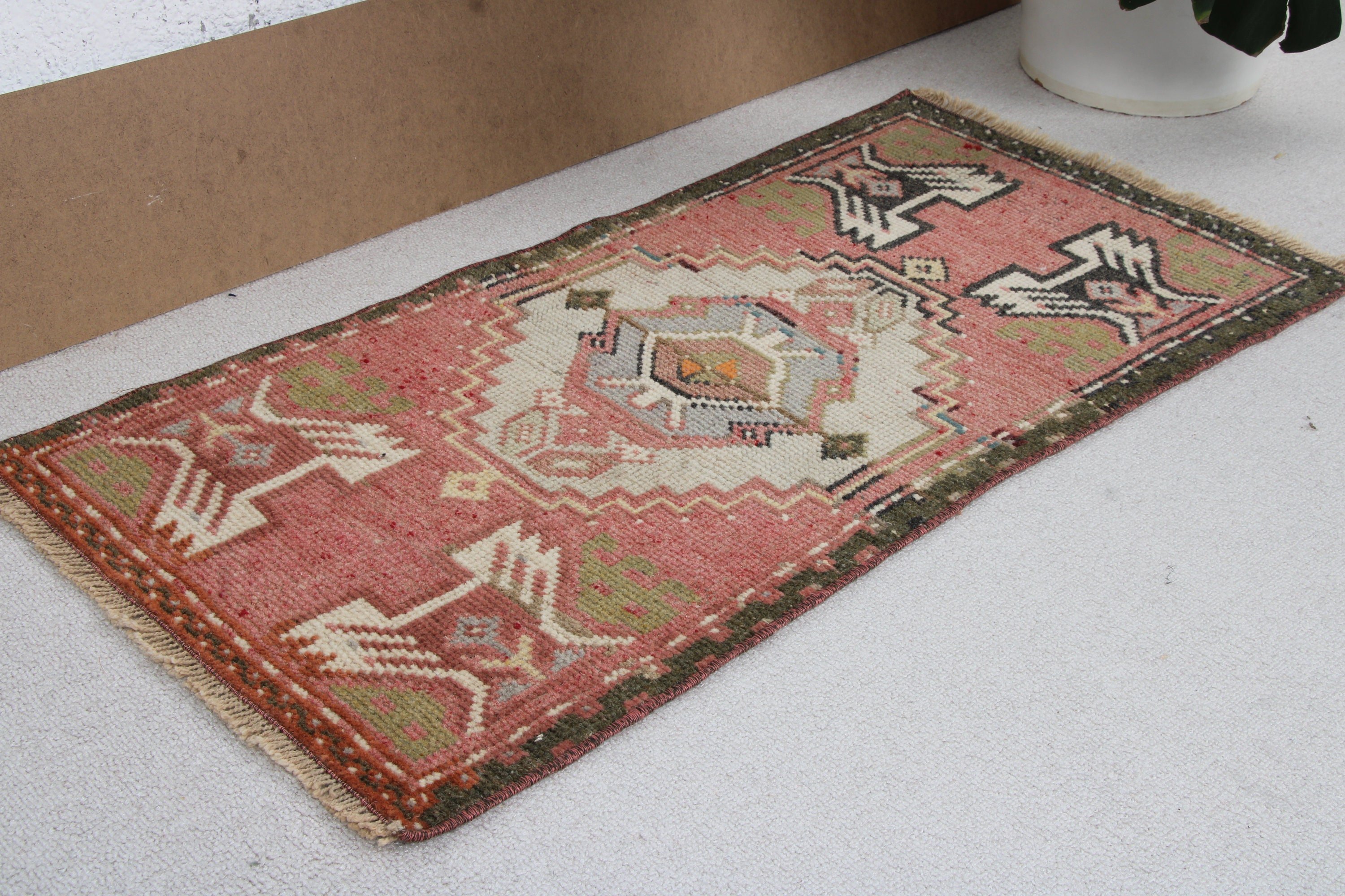 Mutfak Halısı, Geometrik Halı, Çocuk Halıları, Türk Halıları, 1,5x3,1 ft Küçük Halı, Banyo Paspası Boho Halıları, Vintage Halı, Pembe Modern Halı, Oushak Halı