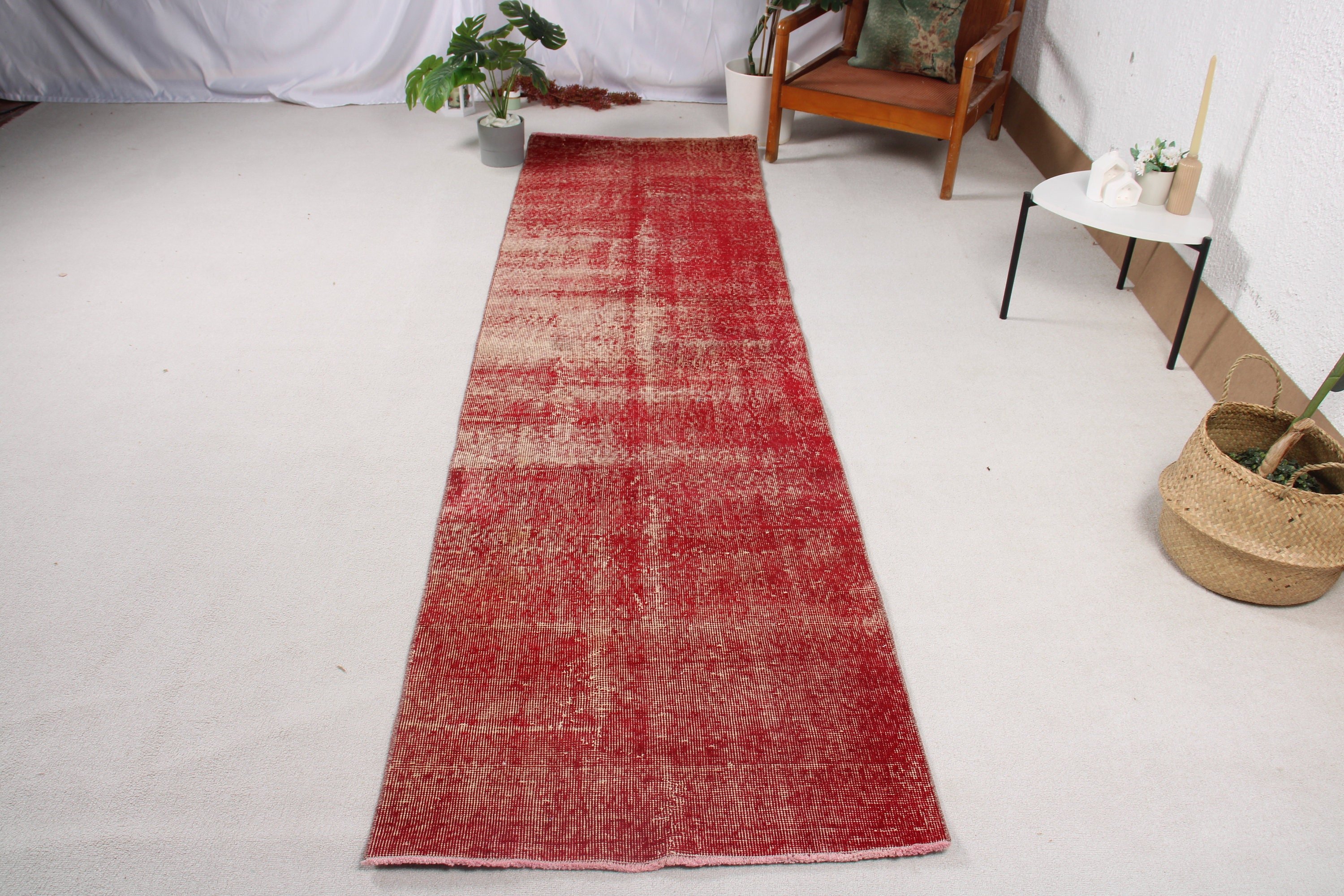 Turkish Rug, 2.7x9.7 ft Runner Rugs, Moroccan Rugs, Corridor Rugs, Red Bedroom Rug, Handwoven Rugs, Vintage Runner Rug, Vintage Rugs