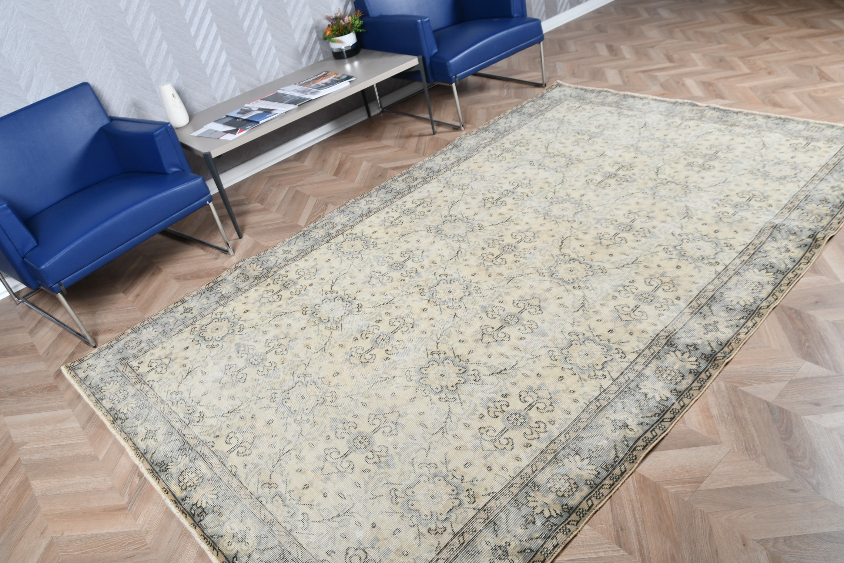 Turkish Rug, Antique Rugs, Office Rug, Vintage Rug, 5.9x8.4 ft Large Rug, Bedroom Rug, Living Room Rugs, Beige Home Decor Rug