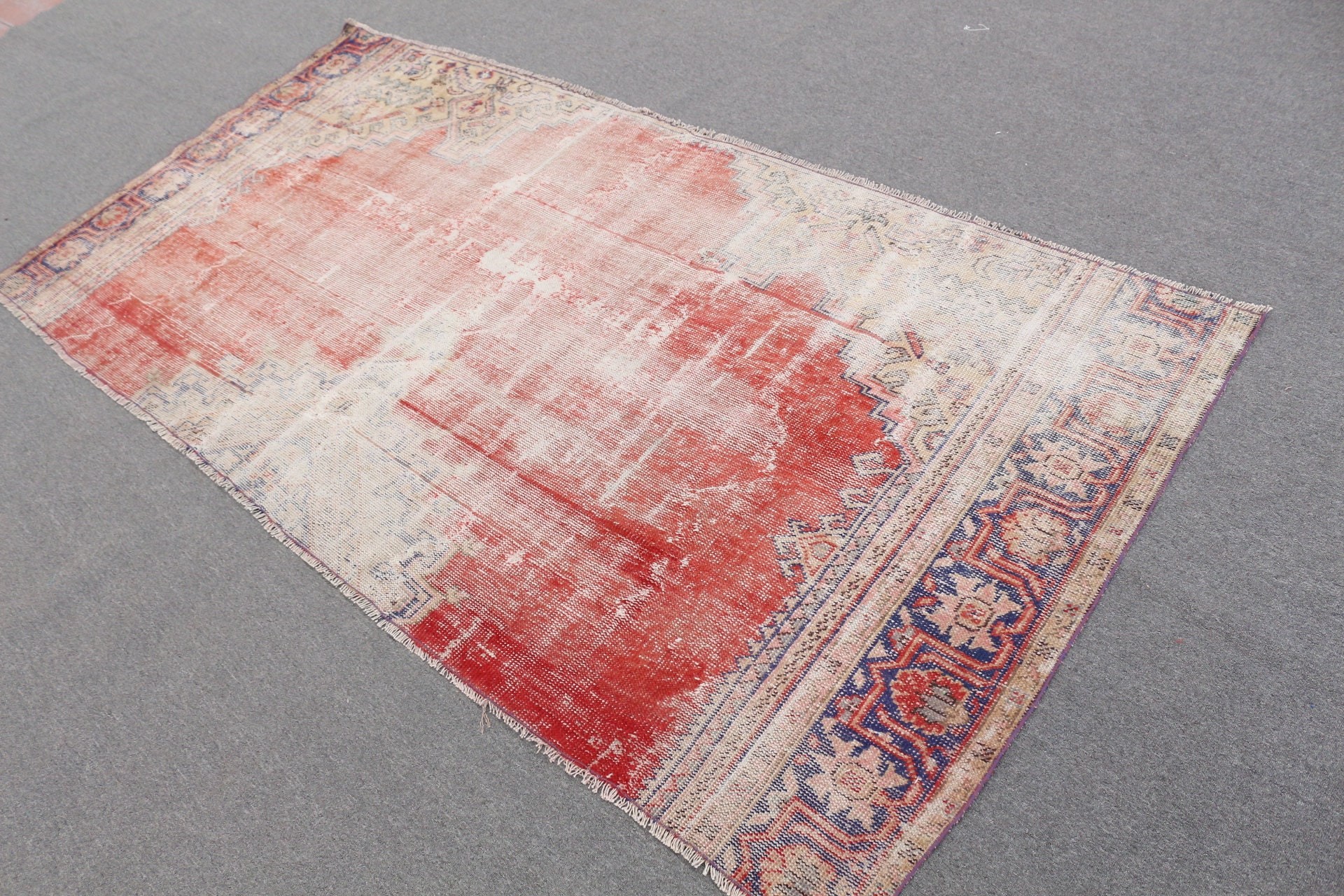 9.9x4.8 ft Large Rug, Moroccan Rug, Turkish Rug, Bedroom Rug, Rugs for Salon, Salon Rug, Red Kitchen Rugs, Anatolian Rugs, Vintage Rugs