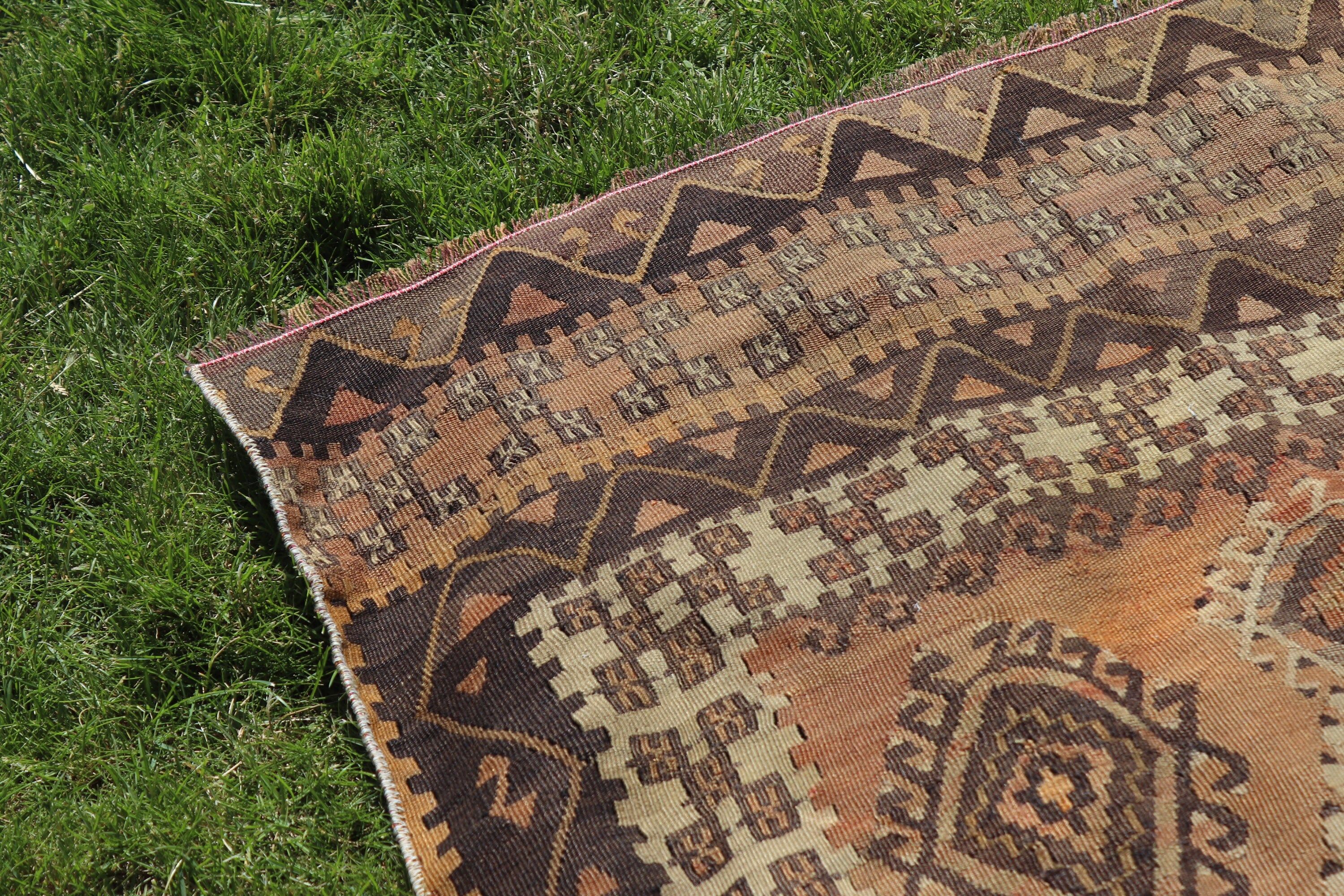 Koridor Halıları, Antika Halı, Vintage Halılar, Boho Halı, Yün Yolluk Halıları, Bej Açıklama Halısı, 3.4x14.2 ft Yolluk Halıları, Türk Halıları, Kilim