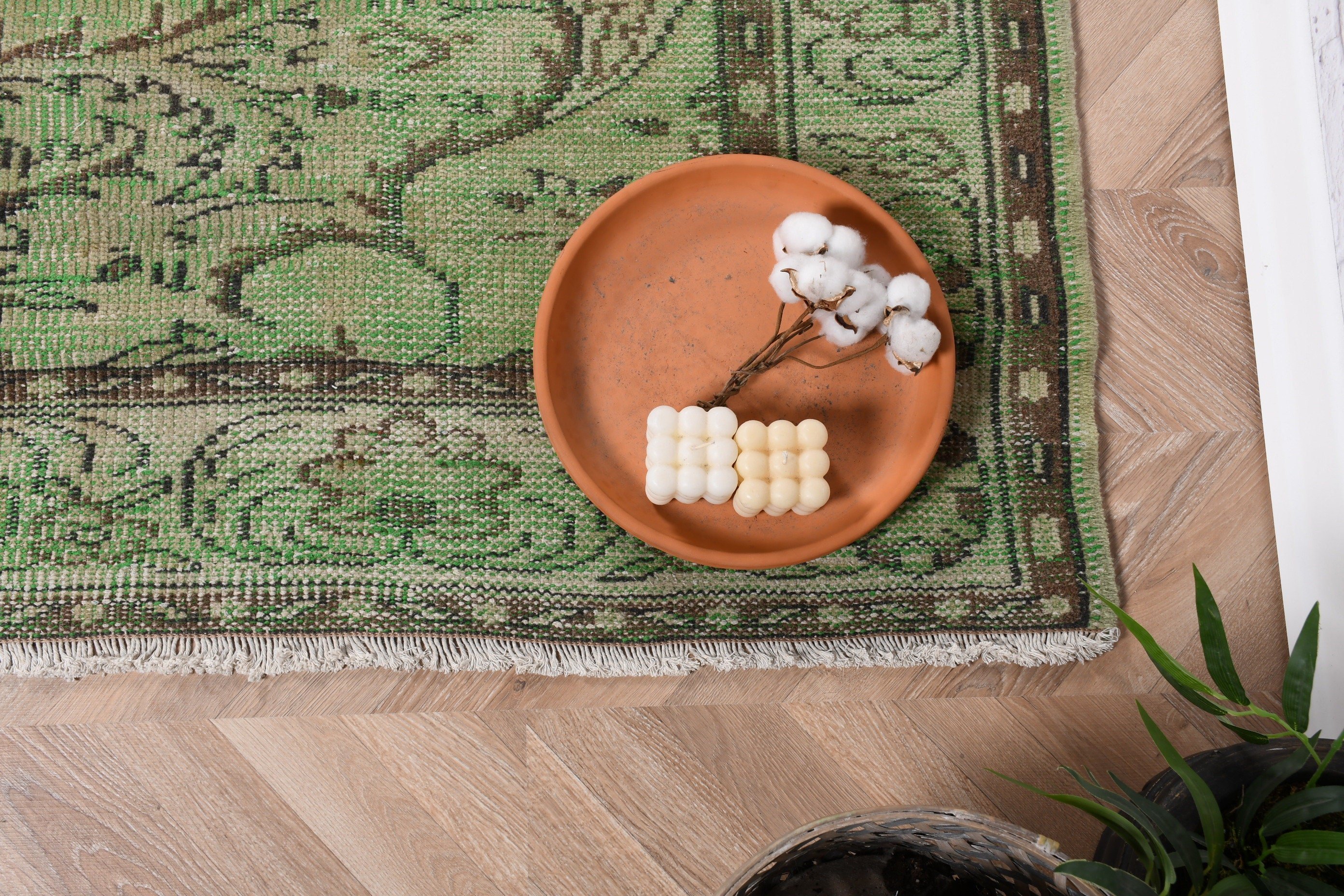 Vintage Rugs, Turkish Rugs, Living Room Rug, Statement Rugs, 5.9x9.2 ft Large Rug, Green Geometric Rug, Dining Room Rugs