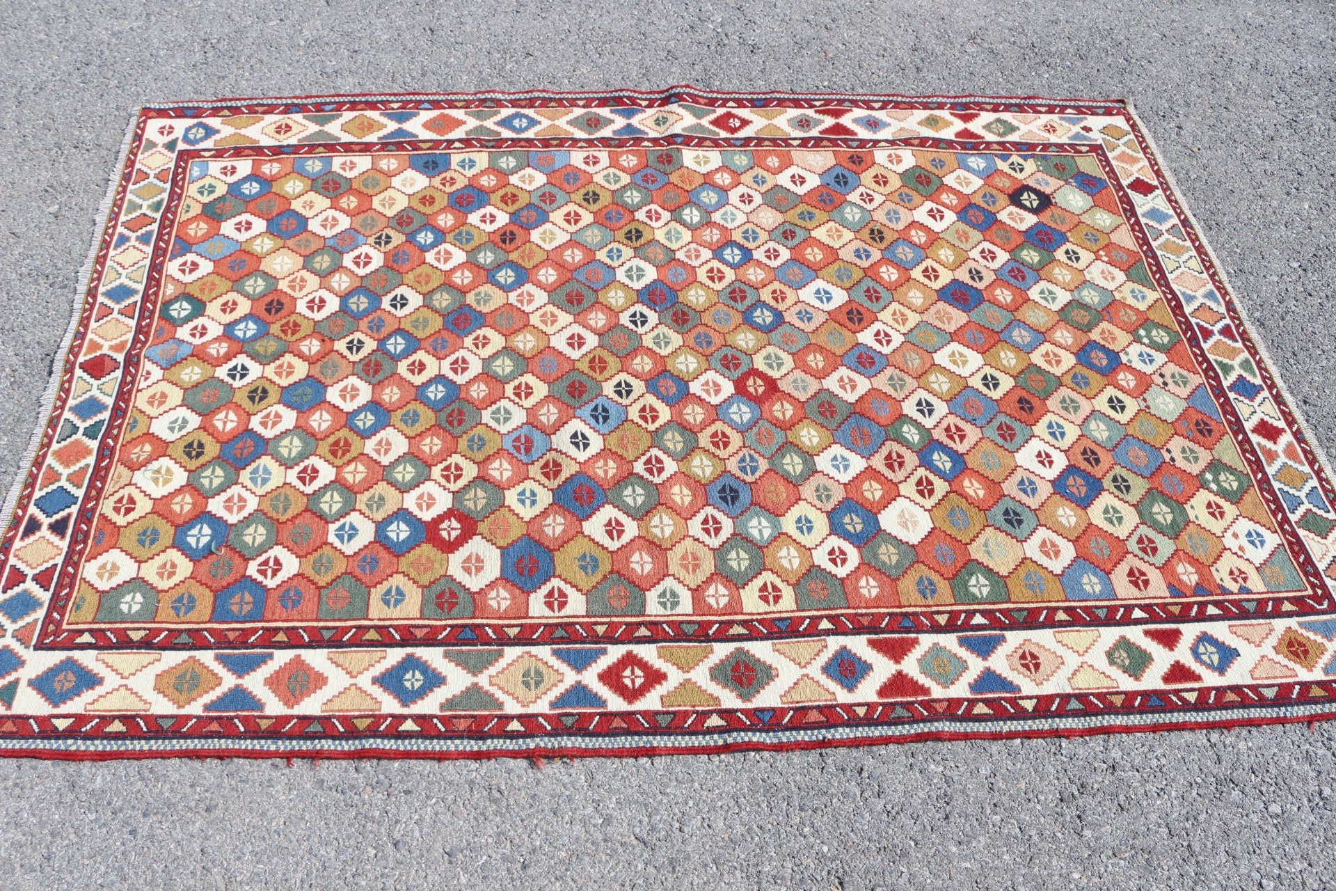 Vintage Halılar, Soğuk Halı, Türk Halıları, 4.1x6.2 ft Alan Halısı, Kilim, Mutfak Halıları, Yemek Odası Halıları, Bej Anadolu Halısı