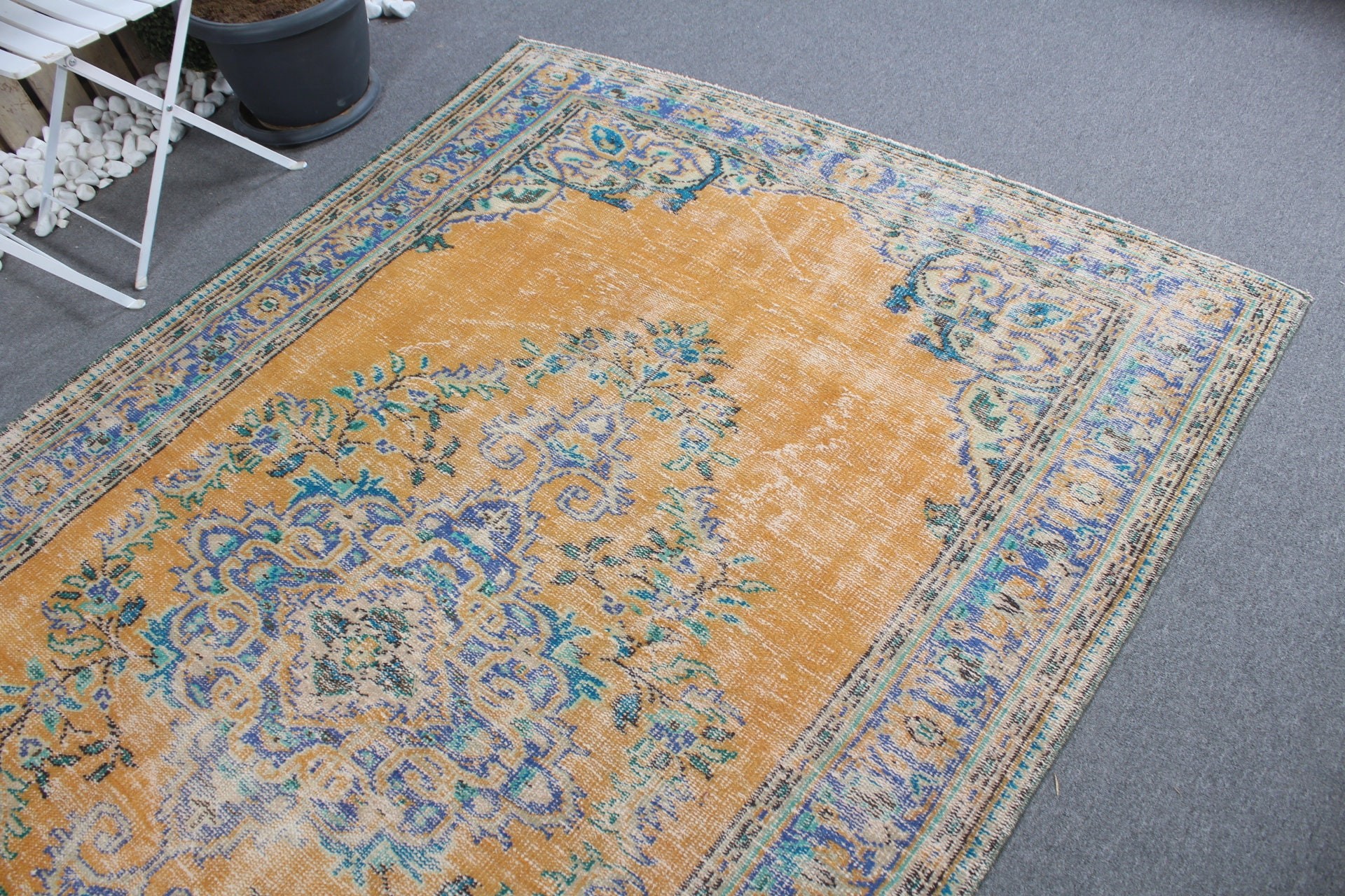 5.5x9 ft Büyük Halılar, Yemek Odası Halıları, Yatak Odası Halıları, Türk Halısı, Yatak Odası Halısı, Vintage Halılar, Sarı Fas Halısı, Anadolu Halıları