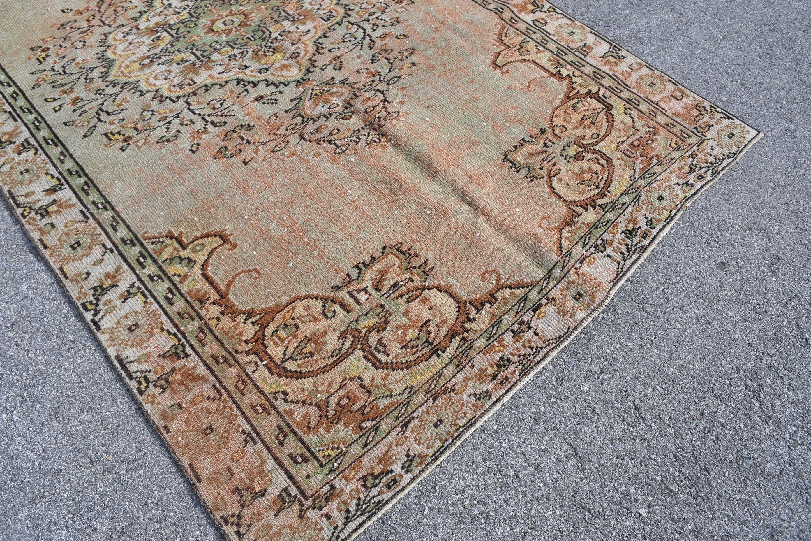 Brown Wool Rug, 5.5x9.2 ft Large Rug, Salon Rugs, Turkish Rug, Rugs for Bedroom, Bedroom Rugs, Vintage Rug, Antique Rugs, Oushak Rug