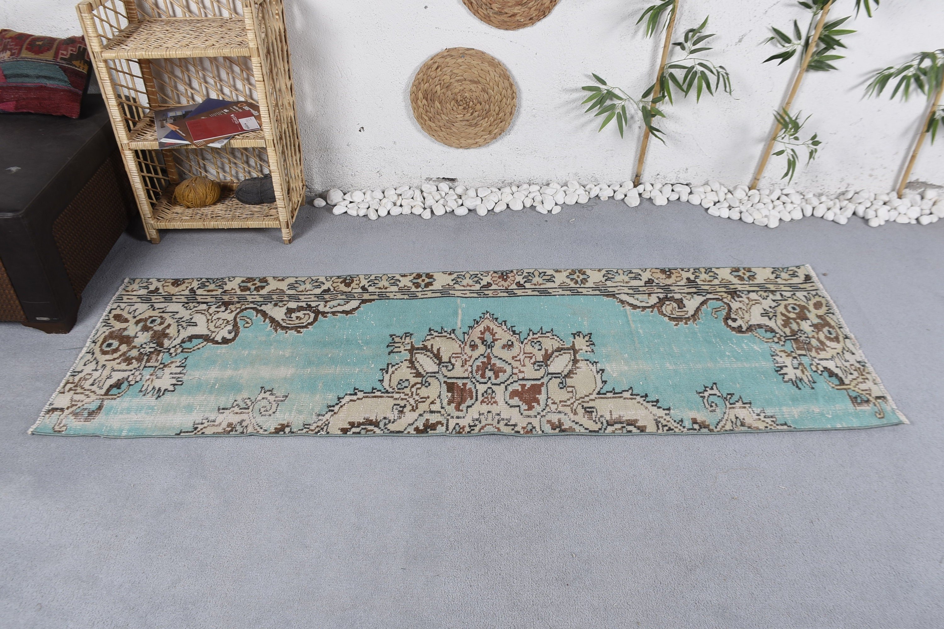 Turkish Rug, Floor Rug, Rugs for Hallway, 2.4x7.2 ft Runner Rug, Vintage Rug, Corridor Rugs, Office Rug, Blue Anatolian Rugs, Oriental Rugs
