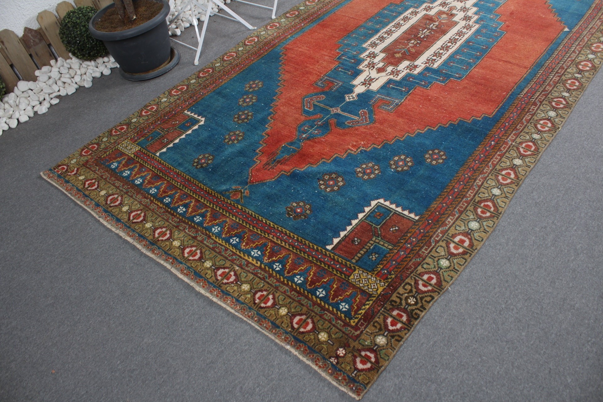 Salon Rug, Blue Bedroom Rugs, Wool Rug, Antique Rug, Turkish Rug, Living Room Rug, Aesthetic Rug, Vintage Rug, 5.4x10.8 ft Large Rug