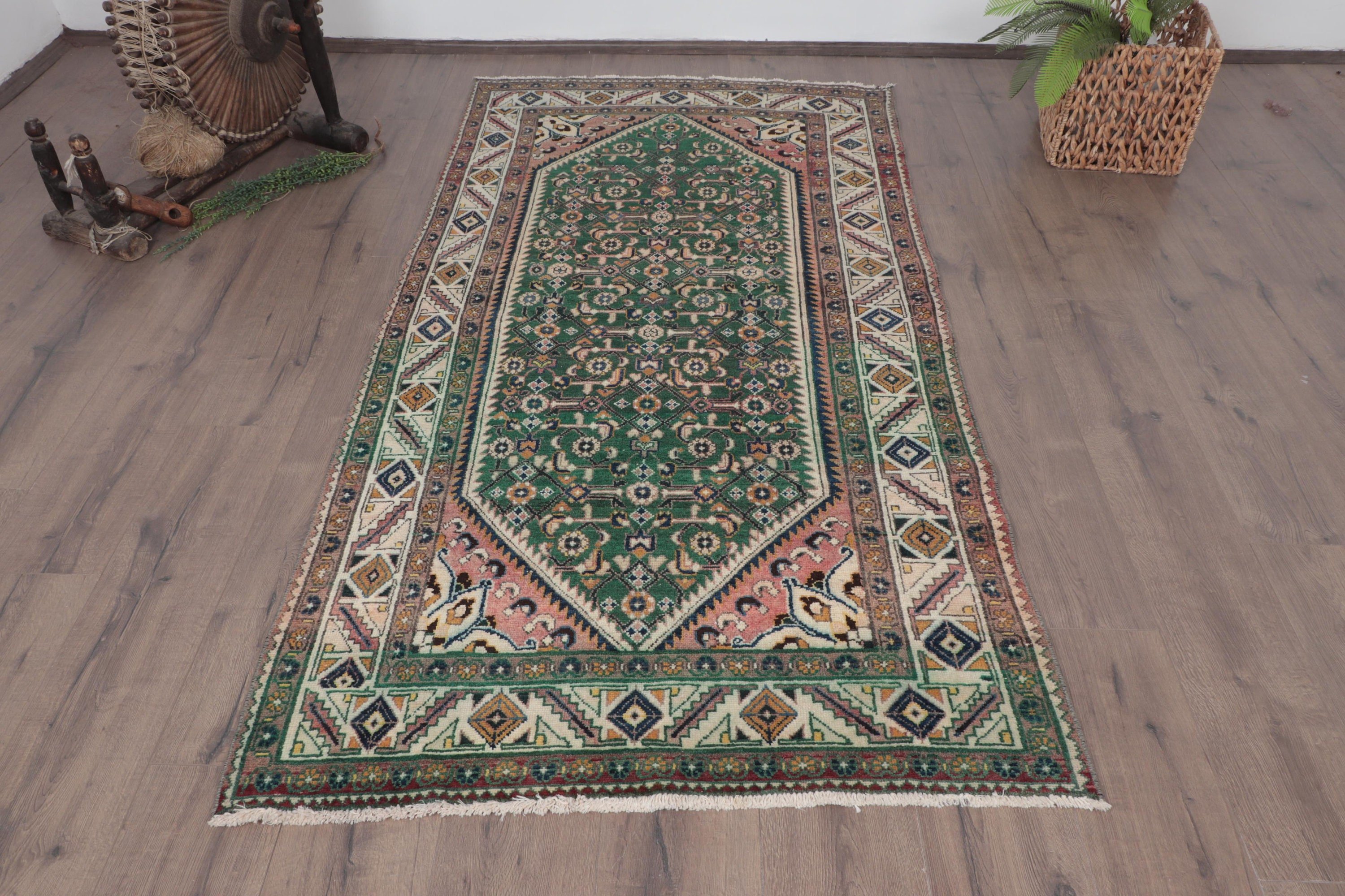 Vintage Halılar, Oturma Odası Halısı, Açıklama Halıları, Vintage Alan Halıları, Kahverengi 3.6x6.9 ft Alan Halısı, Yer Halısı, Türk Halıları