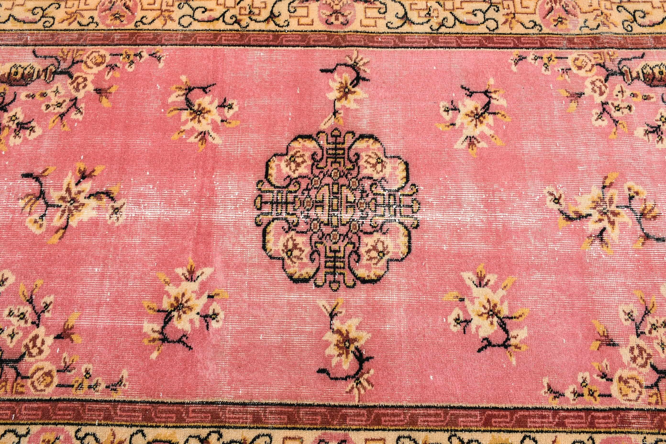 Antika Halı, Çocuk Odası Halıları, Vintage Dekor Halılar, Pembe Yün Halı, Türk Halıları, Mutfak Halısı, Vintage Halı, 3,8x6,4 ft Alan Halıları, Sessiz Halılar