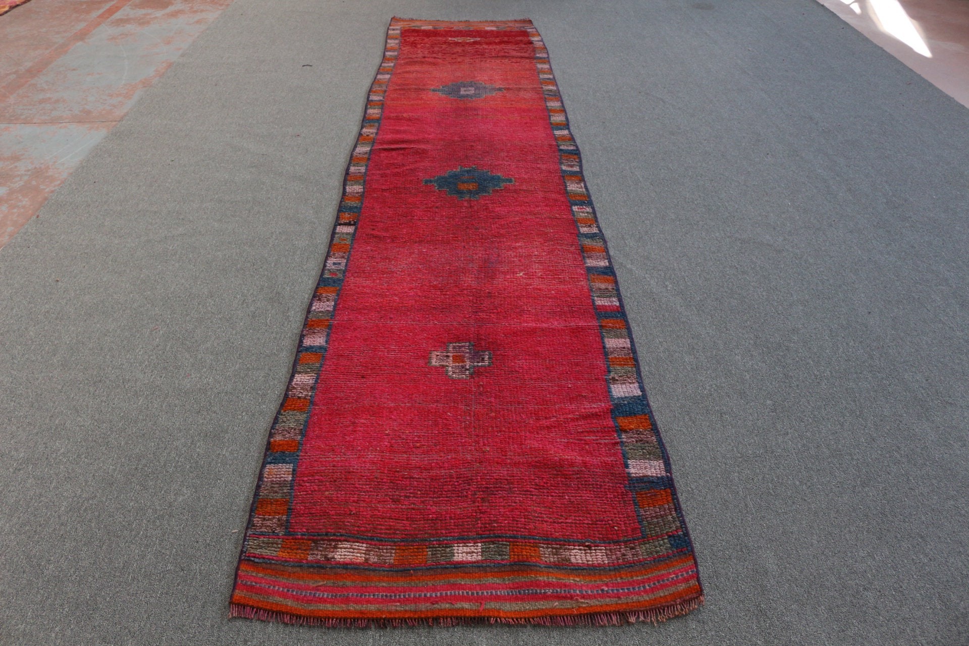 Hallway Rug, Red Cool Rugs, Corridor Rug, 2.9x13.2 ft Runner Rug, Rugs for Corridor, Turkish Rugs, Vintage Rug, Antique Rug, Oushak Rugs