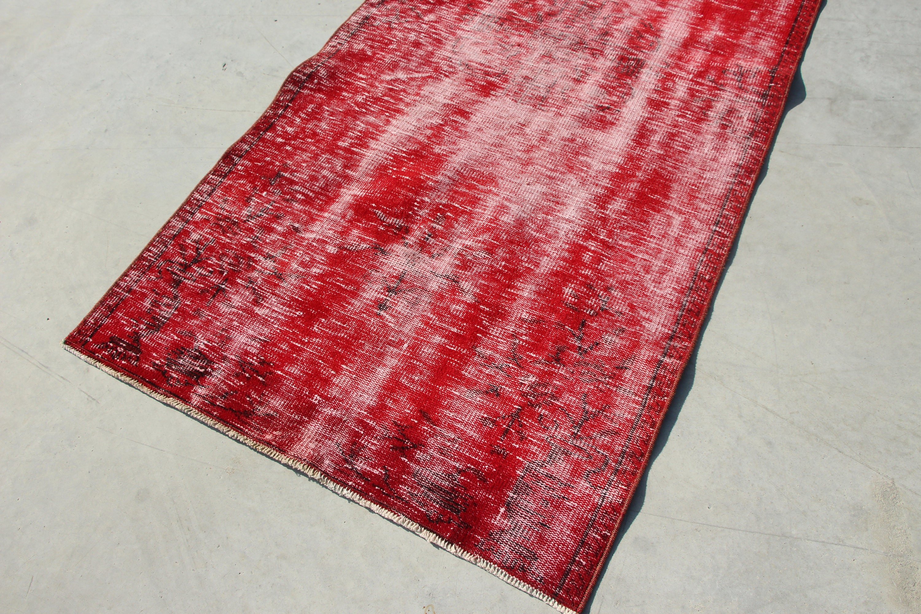 Red  3.4x7.3 ft Area Rug, Vintage Rug, Bedroom Rugs, Living Room Rug, Dining Room Rug, Old Rug, Turkish Rug