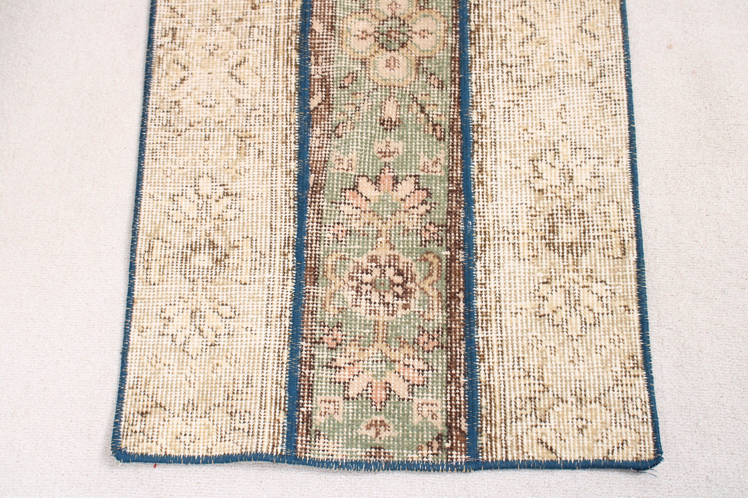 Türk Halıları, Bohem Halısı, 1.8x4.3 ft Küçük Halı, Vintage Halılar, Banyo Halısı, Banyo Halısı, Ev Dekor Halıları, Bej Anadolu Halısı, Oushak Halısı