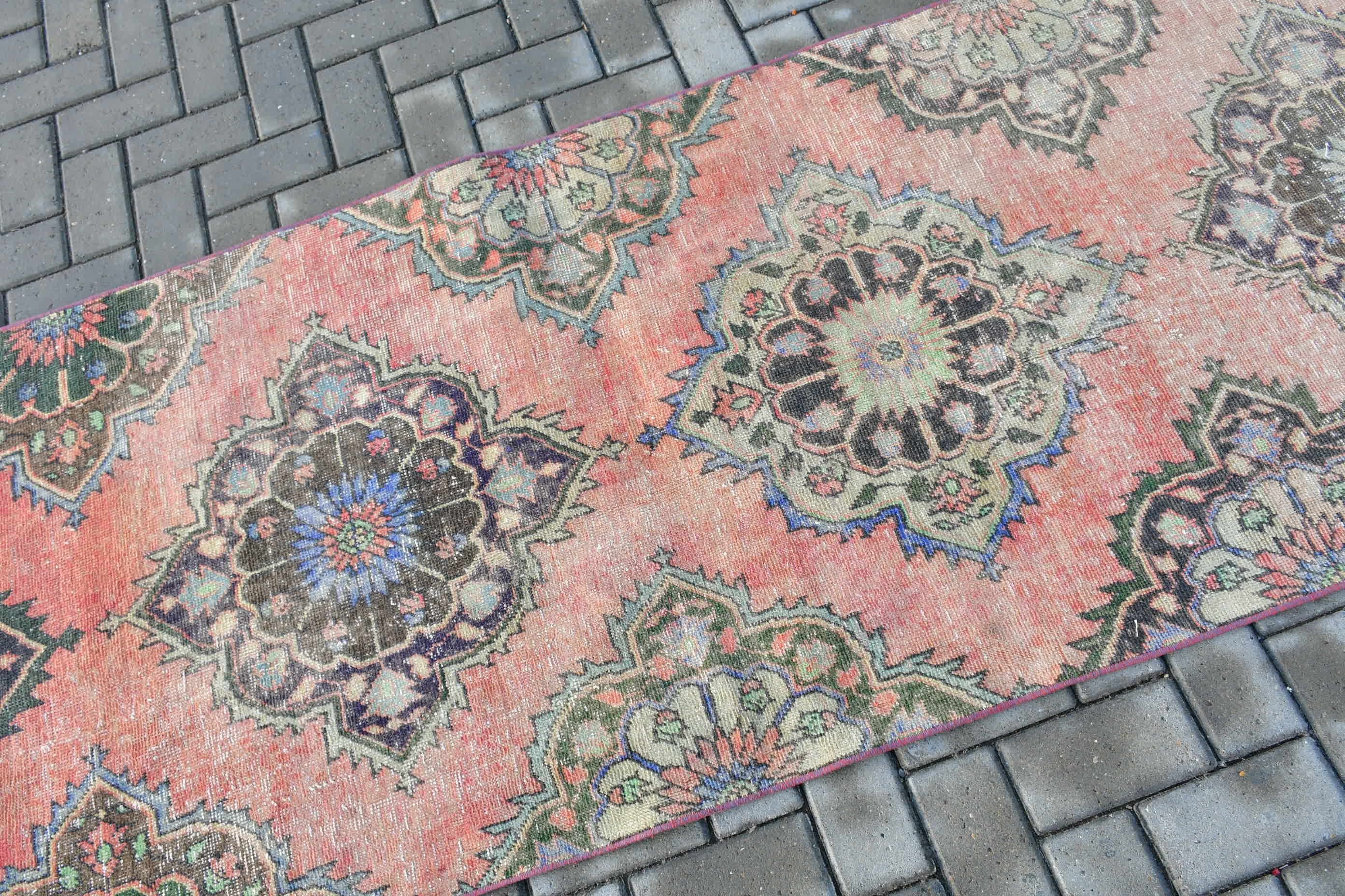 Kitchen Rug, Hallway Rug, Rugs for Stair, Stair Rugs, 3.1x9.1 ft Runner Rug, Turkish Rugs, Vintage Rugs, Pink Oushak Rug, Oriental Rug