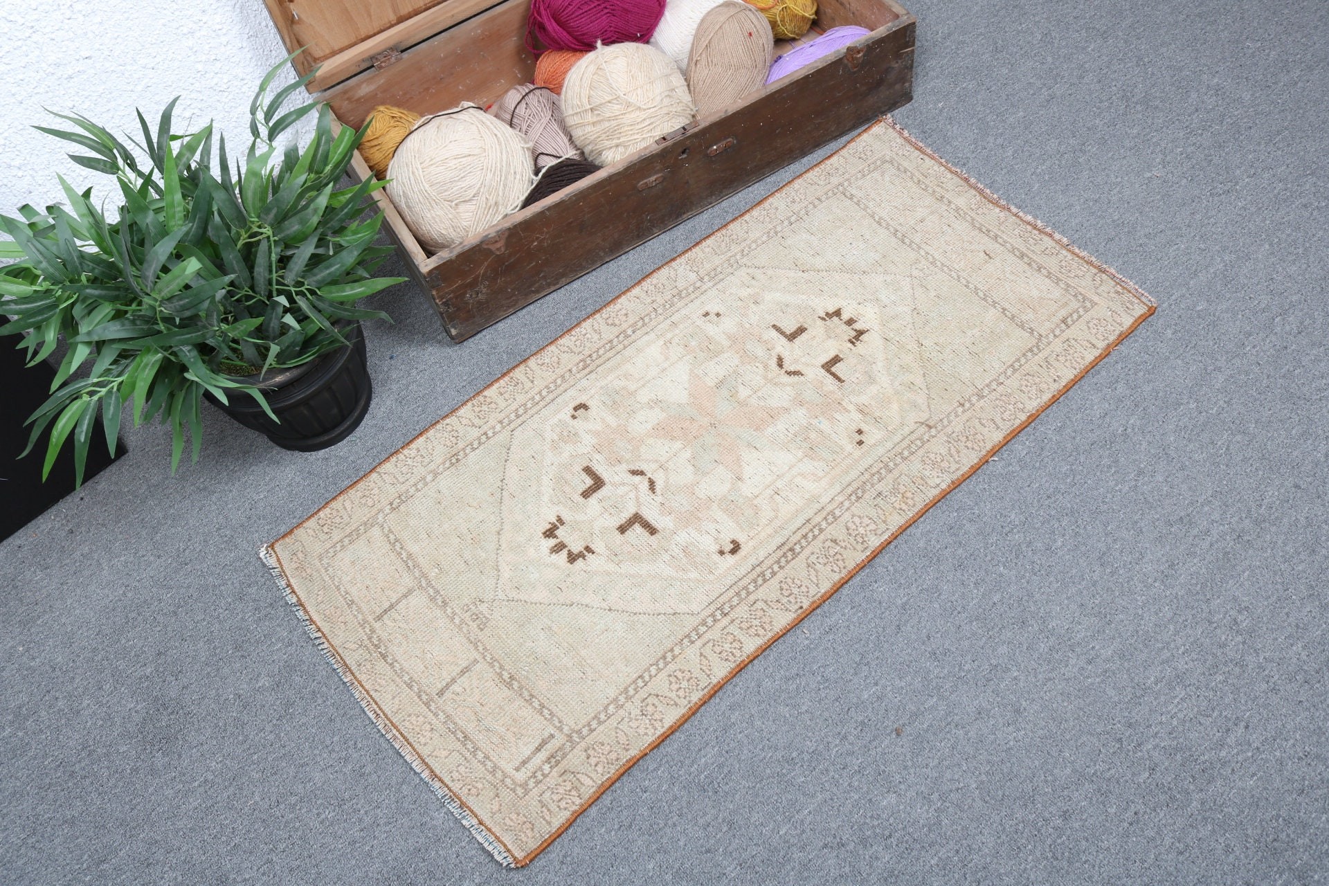 1.7x3.2 ft Küçük Halılar, Küçük Boho Halı, Paspas Halısı, Yeşil Antika Halı, Yatak Odası Halıları, Aztek Halısı, Vintage Halı, Antika Halılar, Türk Halıları