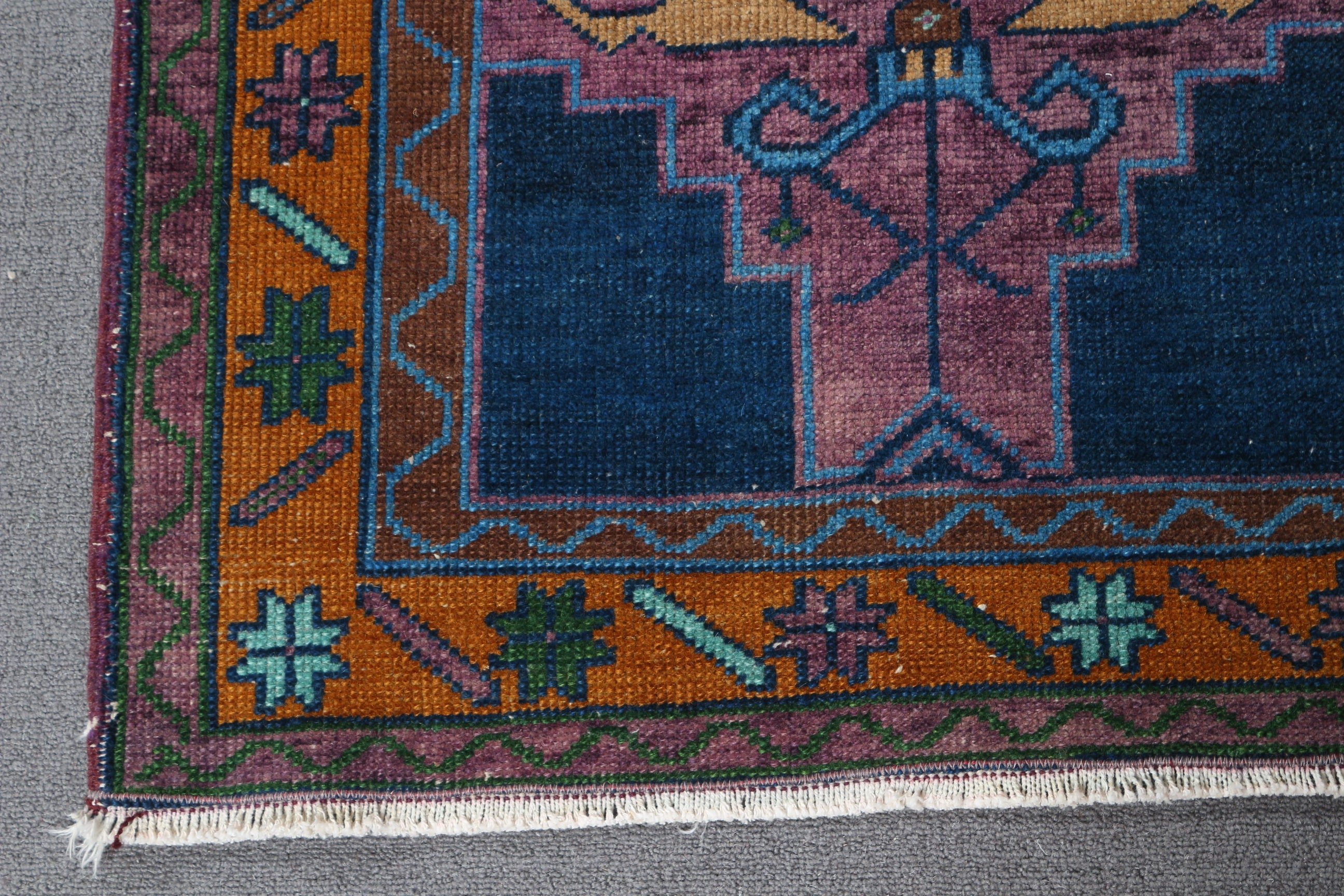 2.3x3.9 ft Small Rugs, Oushak Rug, Vintage Rug, Moroccan Rug, Purple Wool Rug, Turkish Rugs, Kitchen Rugs, Wall Hanging Rugs, Tribal Rugs