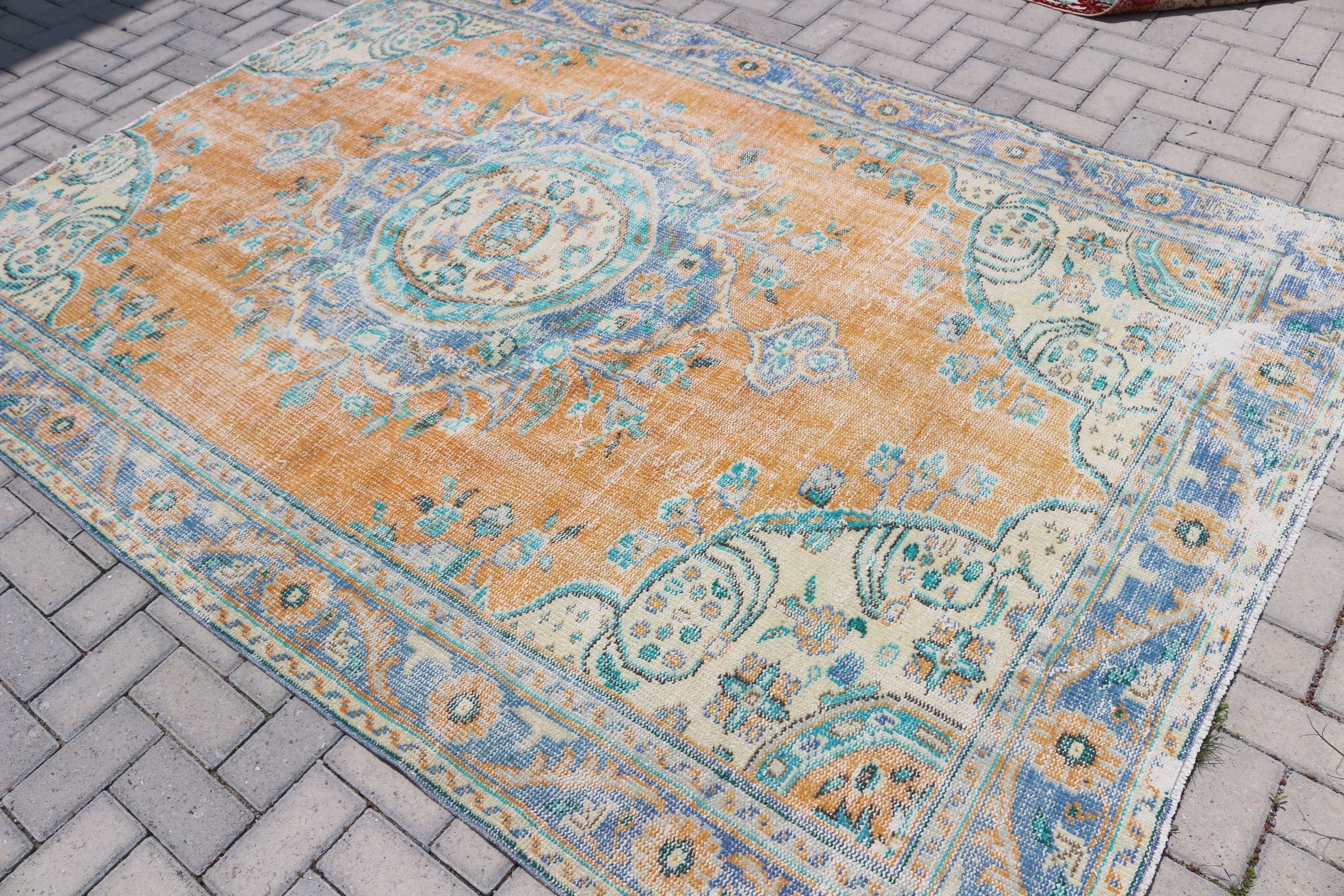 Floor Rug, Dining Room Rug, 6.1x8.4 ft Large Rug, Salon Rug, Orange Anatolian Rug, Turkish Rug, Vintage Rugs, Oriental Rug