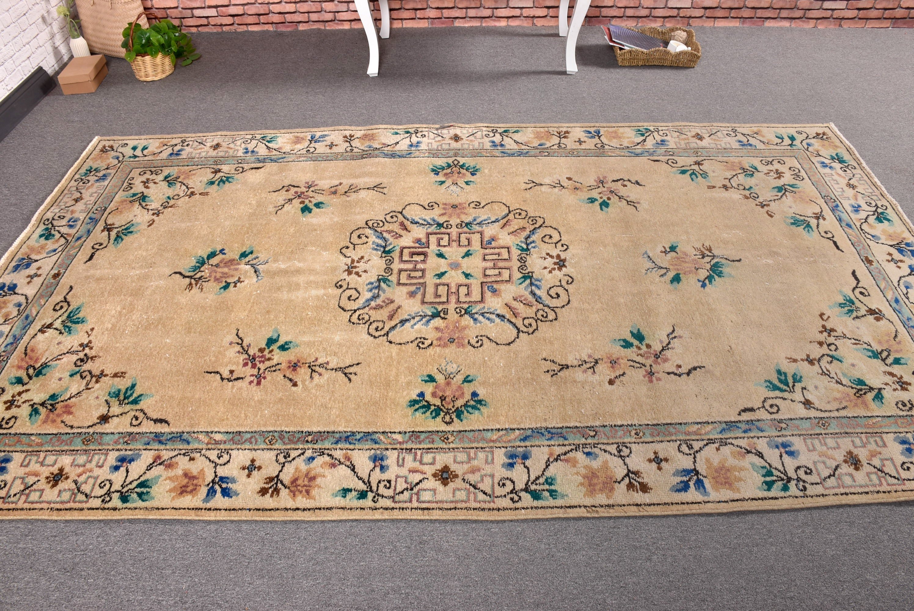 Flatweave Rug, Vintage Rug, Large Boho Rug, Luxury Rugs, Turkish Rug, Dining Room Rugs, Beige  5.2x8.9 ft Large Rugs