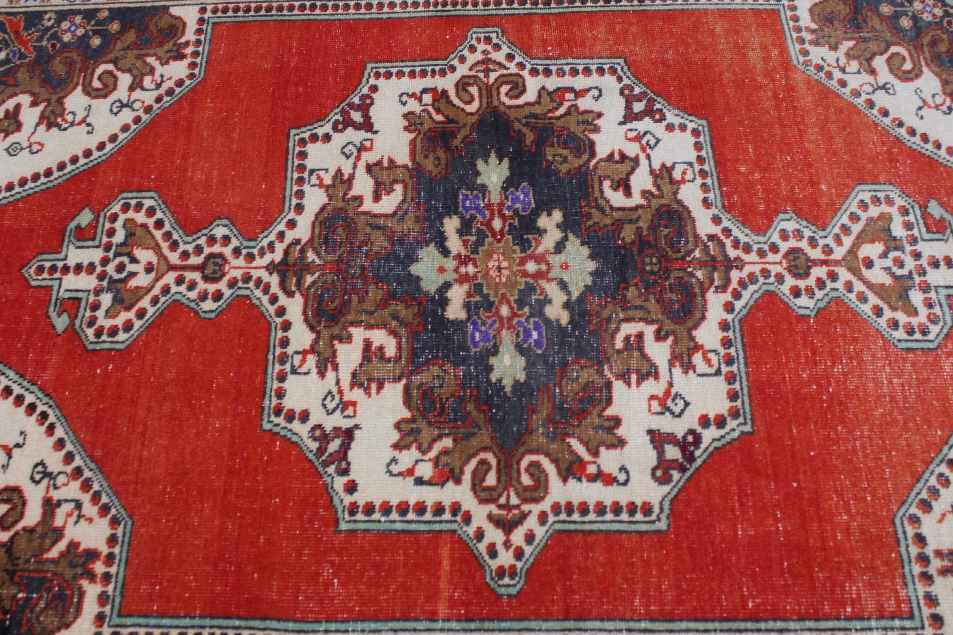 4.2x7.2 ft Area Rug, Turkish Rugs, Kitchen Rug, Vintage Rug, Wedding Rug, Dining Room Rugs, Home Decor Rug, Bedroom Rug, Red Oushak Rug