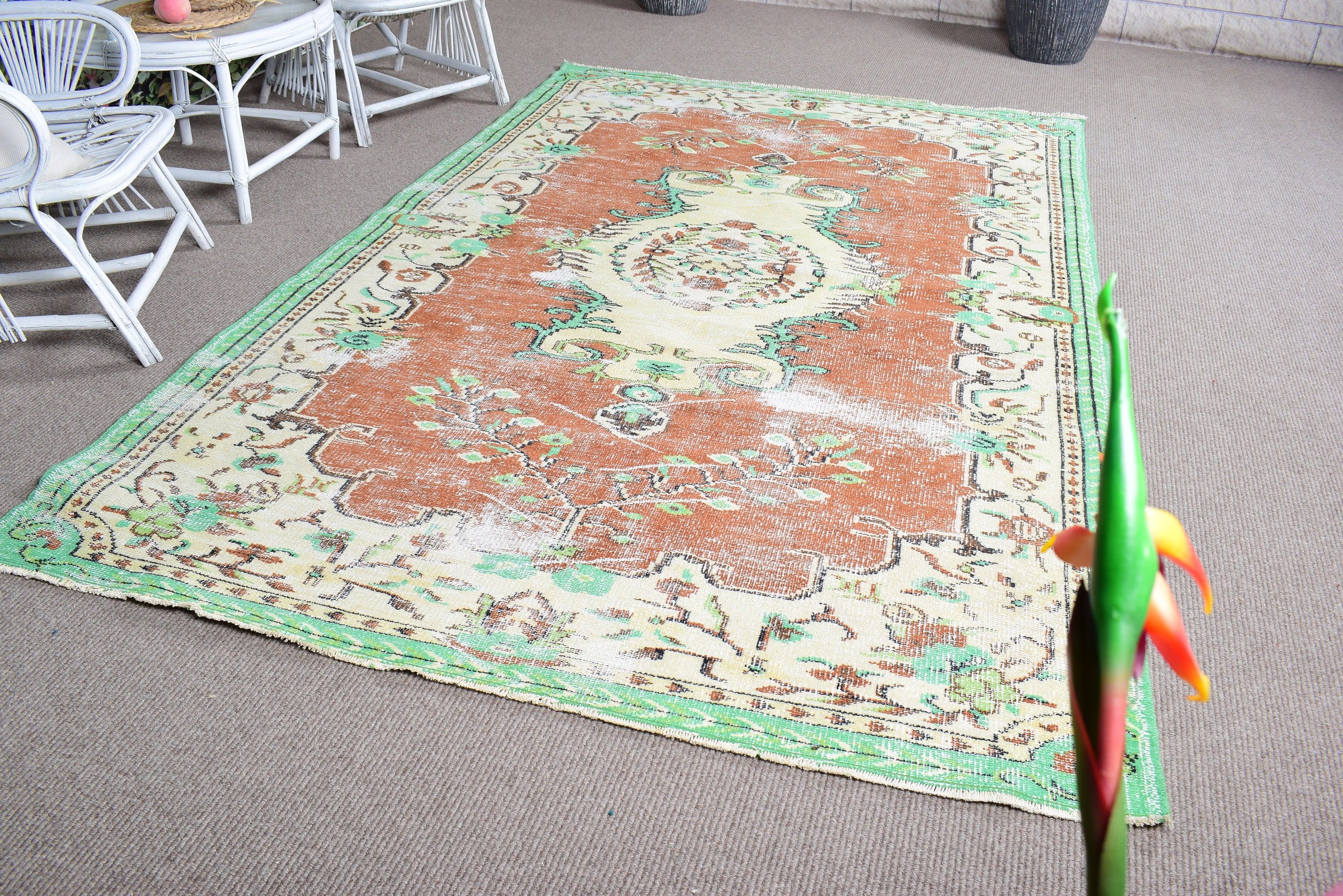 Geometric Rugs, Vintage Rug, Brown Moroccan Rugs, Large Vintage Rug, 5.8x9 ft Large Rugs, Turkish Rugs, Living Room Rugs, Floor Rug