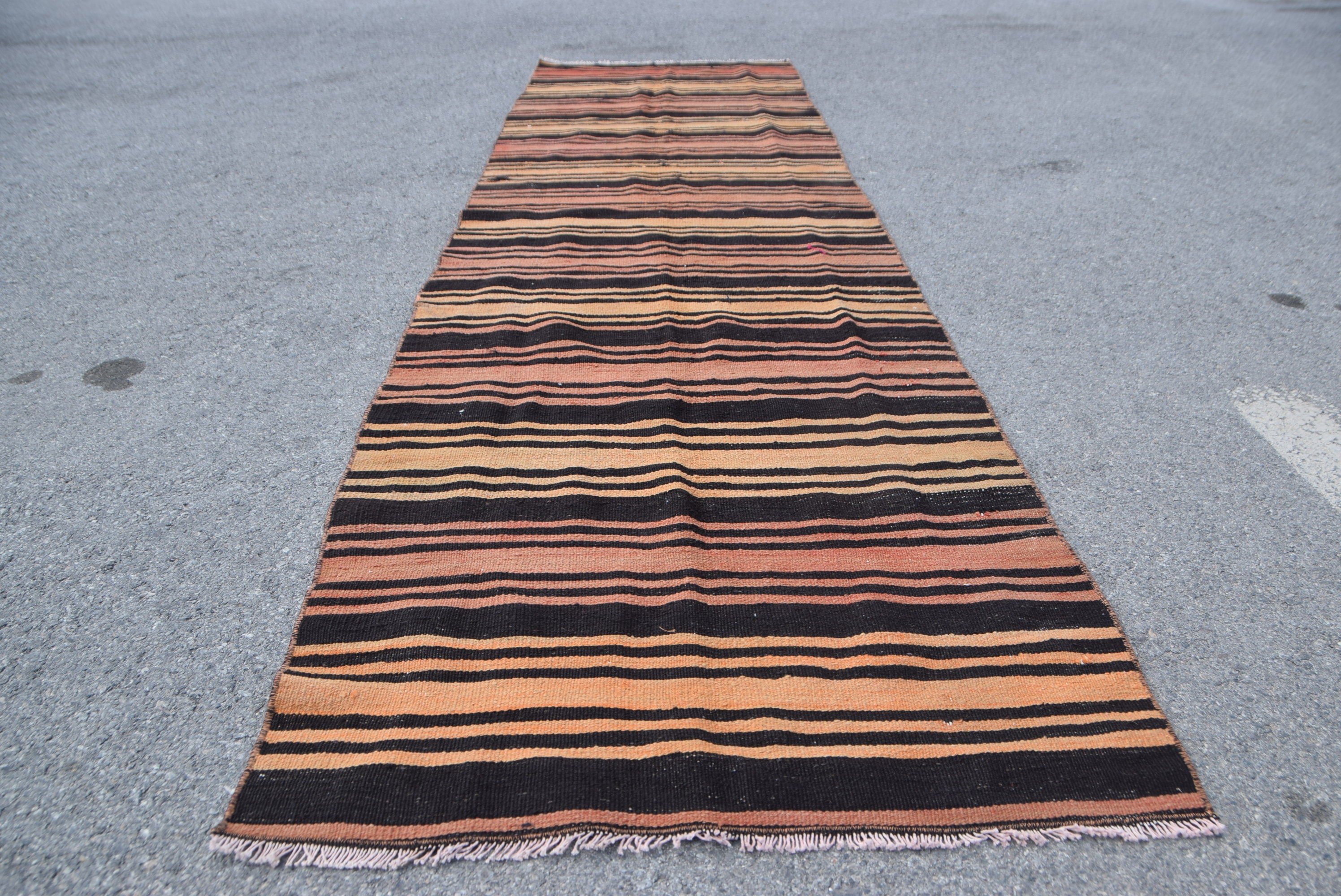 Vintage Rug, Corridor Rug, Old Rugs, Kitchen Rug, Kilim, Turkish Rug, Floor Rug, Orange  3x11.5 ft Runner Rug, Anatolian Rugs