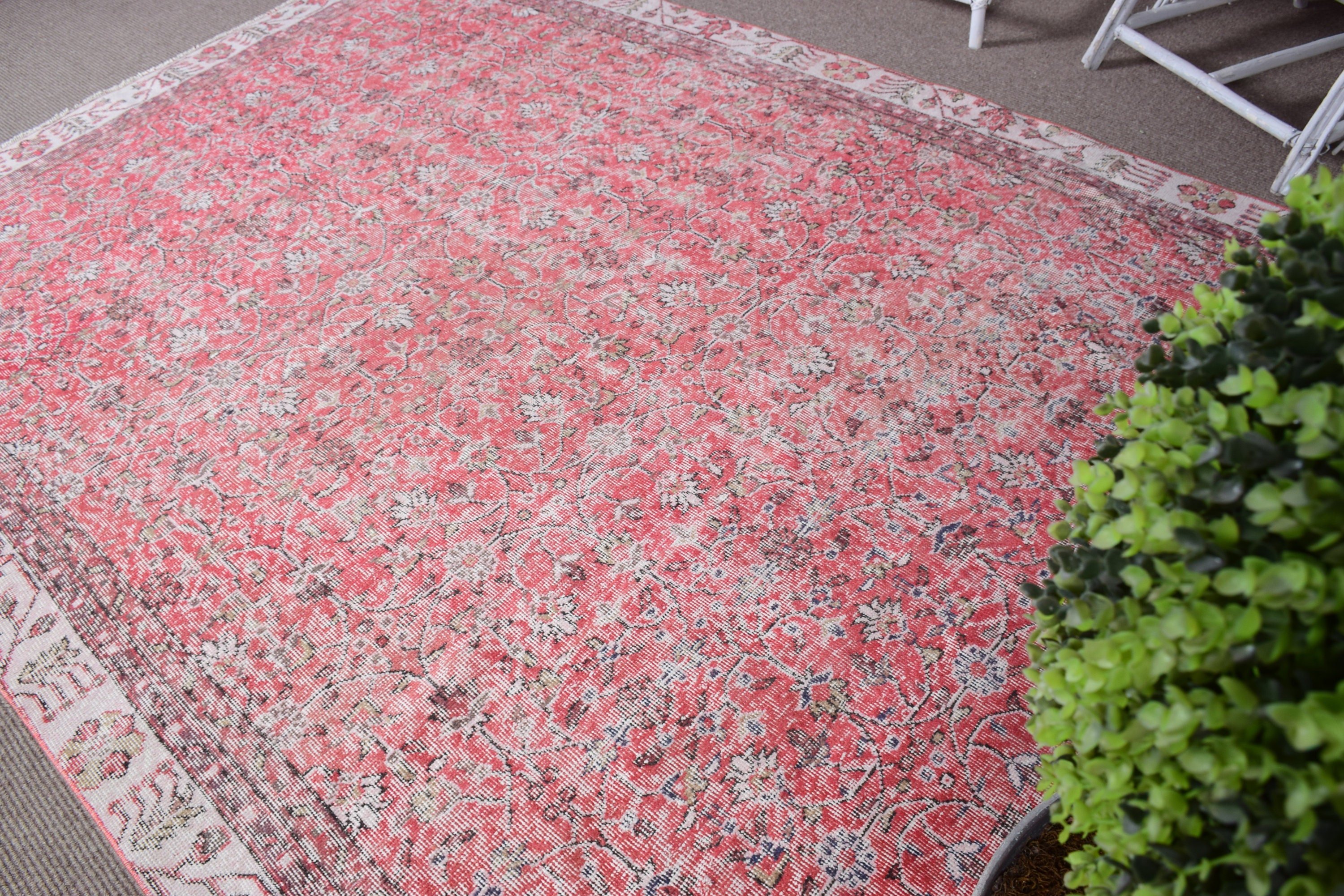 Beige Floor Rug, Muted Rugs, Vintage Rug, Living Room Rug, 6.5x9.6 ft Large Rug, Salon Rugs, Kitchen Rugs, Turkish Rug, Home Decor Rugs