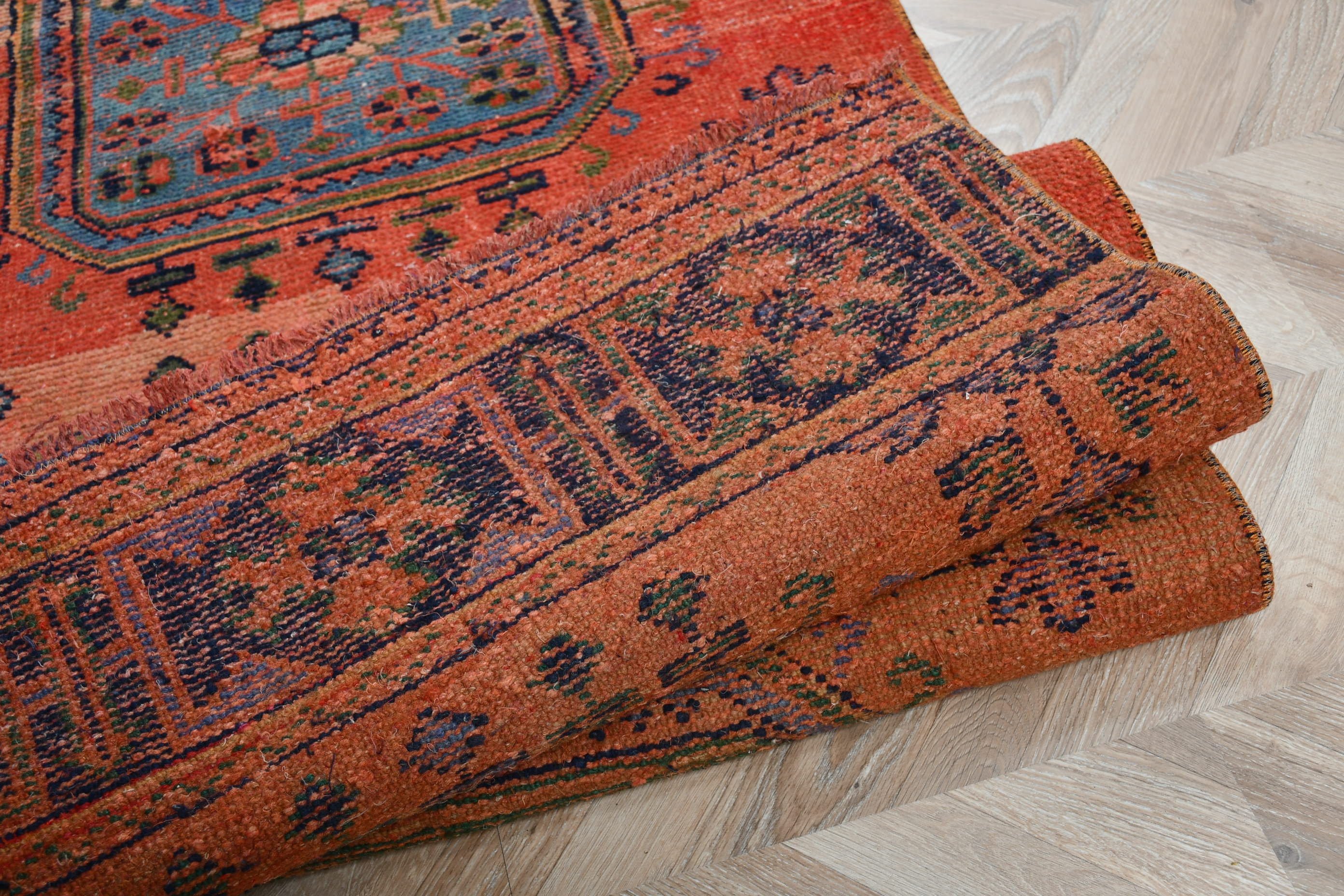 Vintage Rug, Muted Rug, Oriental Rug, Rugs for Hallway, 2.9x11.7 ft Runner Rug, Red Anatolian Rug, Moroccan Rug, Kitchen Rugs, Turkish Rug