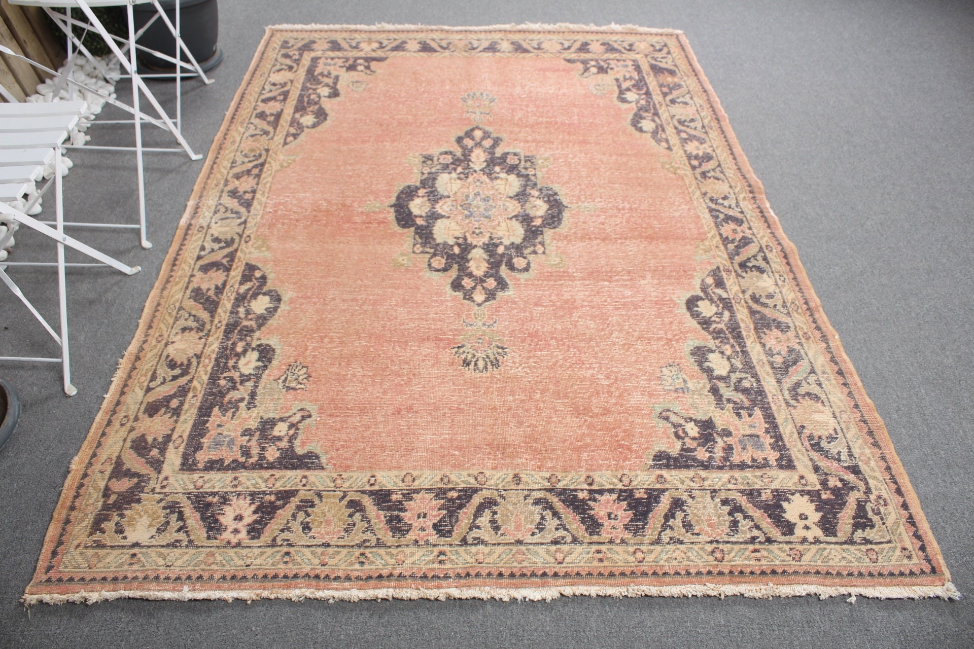 Vintage Halılar, Yer Halıları, Yemek Odası Halısı, 5.5x7.8 ft Büyük Halı, Etnik Halı, Mutfak Halısı, Oturma Odası Halısı, Türk Halısı, Pembe Anadolu Halısı