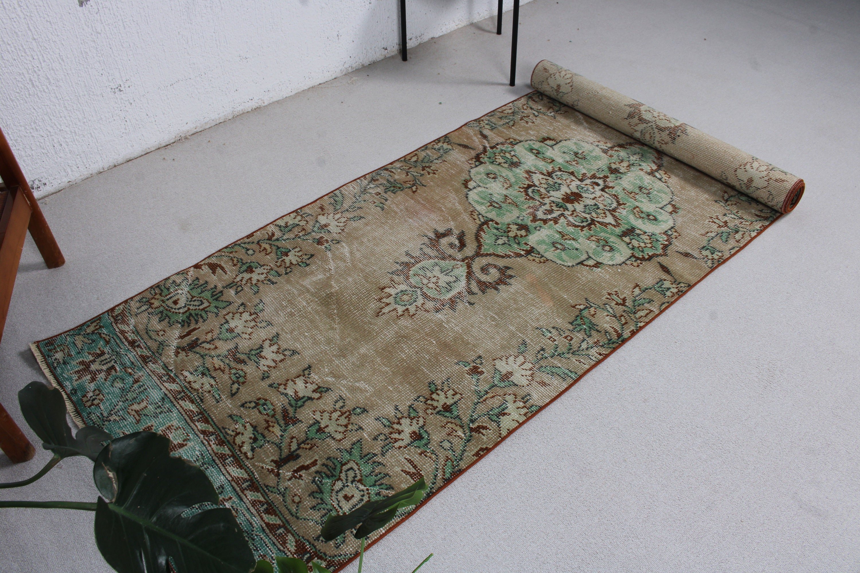 Vintage Halılar, Uzun Yolluk Halı, Türk Halısı, Fas Halıları, Lüks Halılar, Kahverengi Fas Halıları, 3.2x9.3 ft Runner Halısı, Vintage Runner Halısı