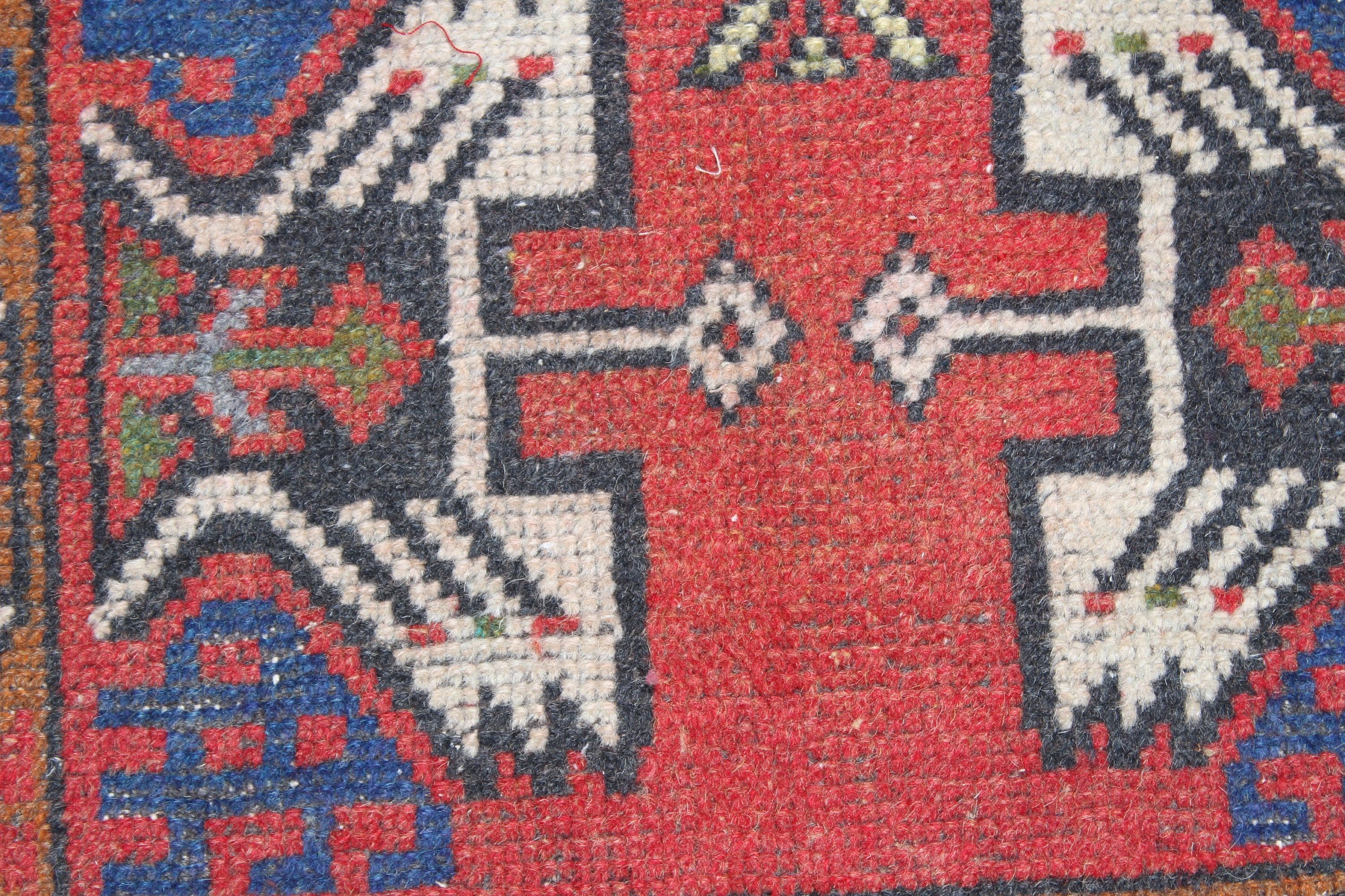 Vintage Rugs, Kitchen Rugs, Small Area Rug, Bedroom Rugs, Red Oushak Rugs, Turkish Rugs, Car Mat Rug, Artistic Rug, 1.6x3.2 ft Small Rugs