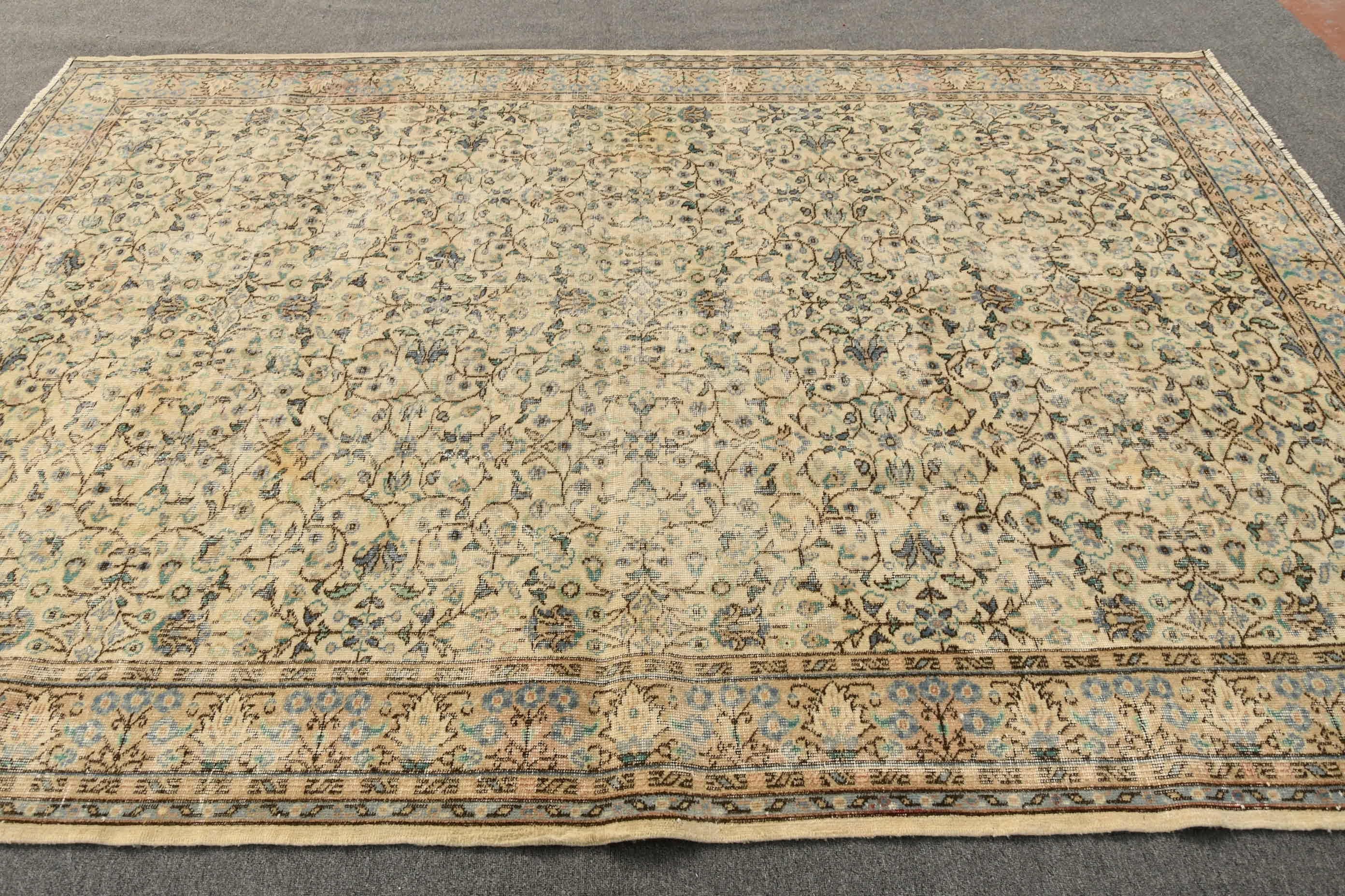 Kitchen Rug, Cute Rug, 7.1x10.1 ft Oversize Rug, Turkish Rugs, Salon Rug, Beige Home Decor Rug, Living Room Rug, Vintage Rug, Floor Rug