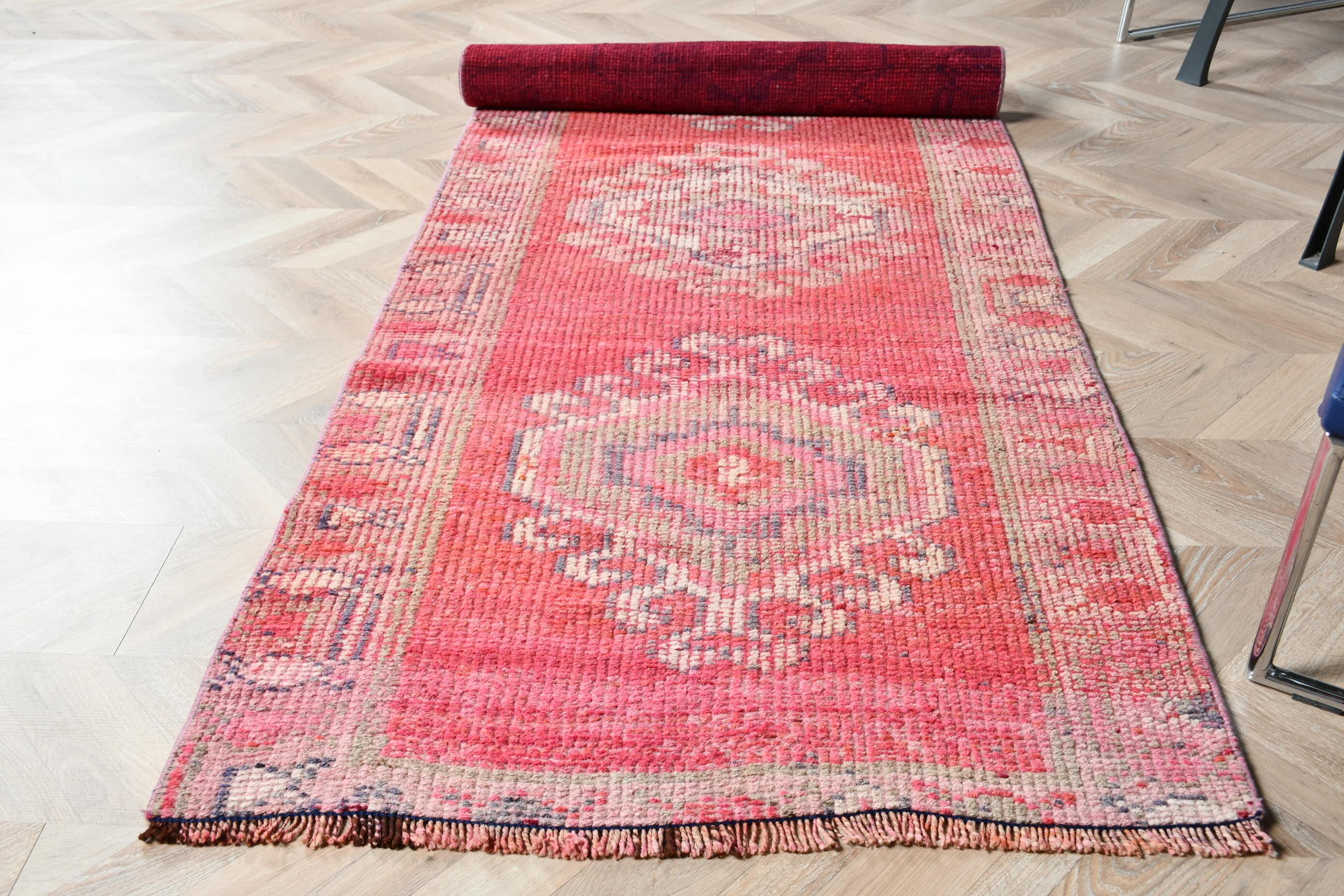 Corridor Rug, Rugs for Corridor, Turkish Rug, Anatolian Rug, Stair Rugs, Pink Cool Rug, 2.7x9 ft Runner Rug, Bedroom Rugs, Vintage Rug