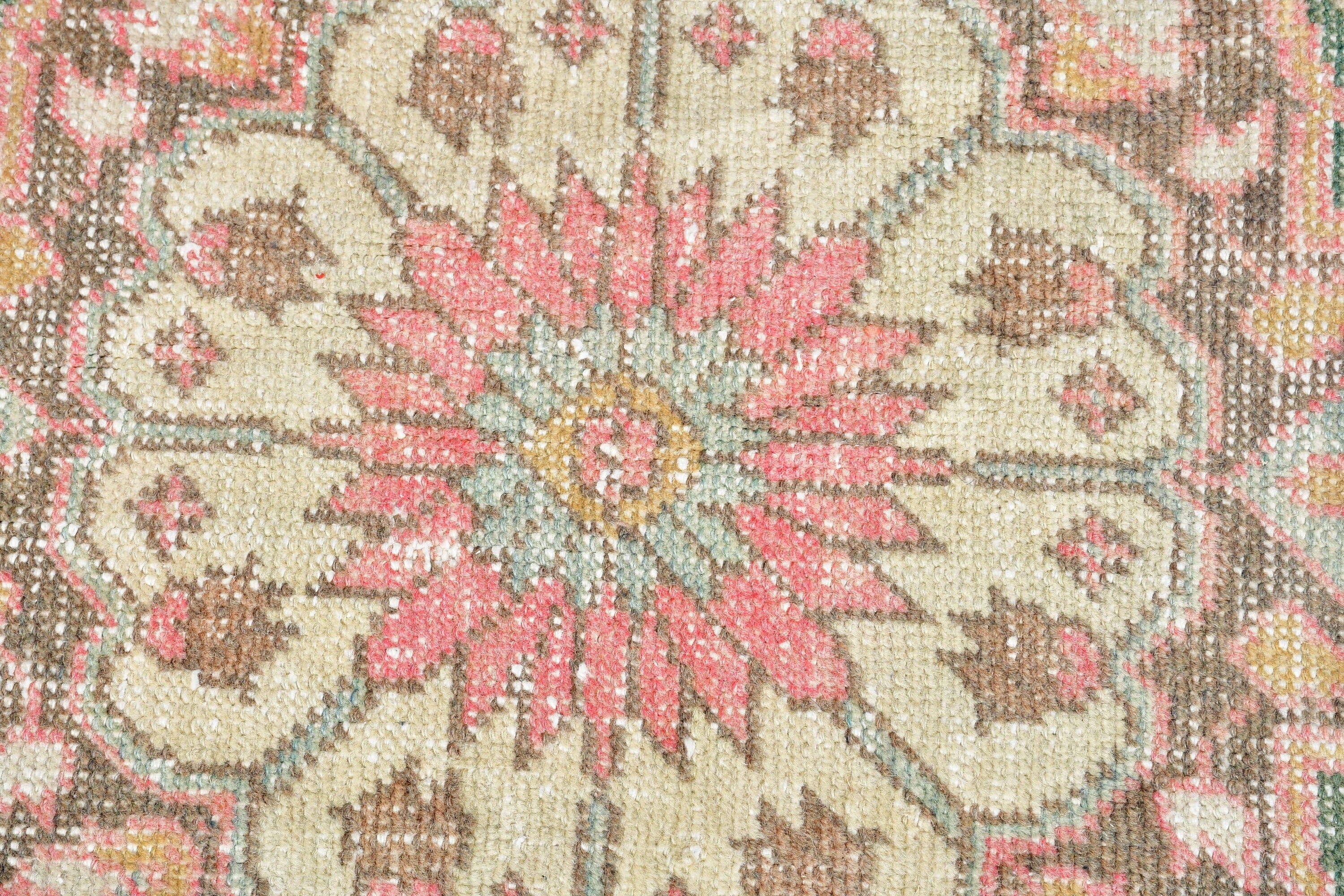 Antique Rug, Bedroom Rug, Vintage Rug, Car Mat Rug, Oushak Rug, Dorm Rug, 2.6x2.7 ft Small Rugs, Turkish Rug, Pink Home Decor Rug, Art Rug