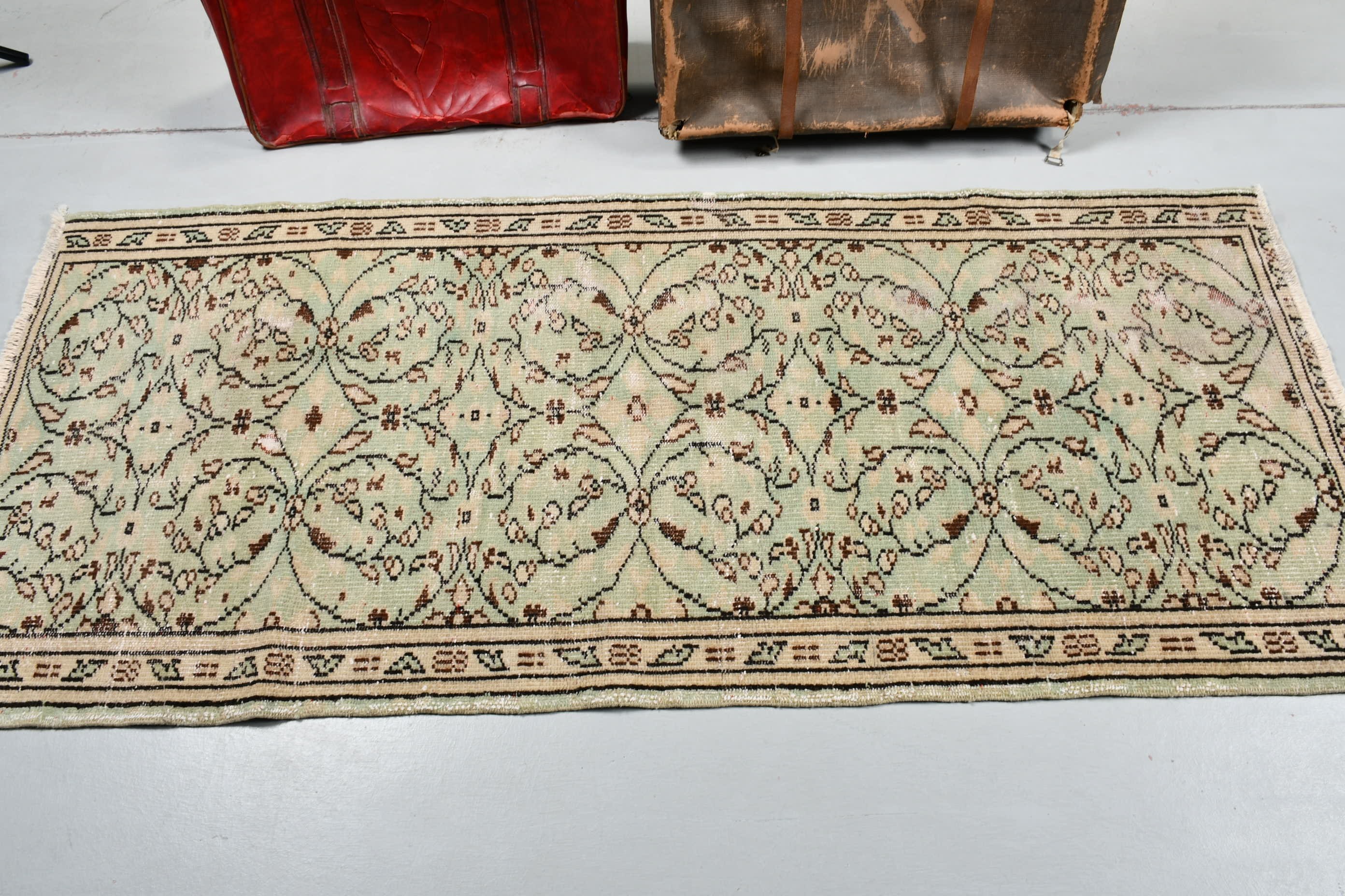 Kitchen Rugs, Vintage Rug, Bedroom Rugs, Turkish Rug, Green Antique Rug, Oushak Rugs, 2.8x6.3 ft Accent Rugs, Rugs for Entry, Nomadic Rug