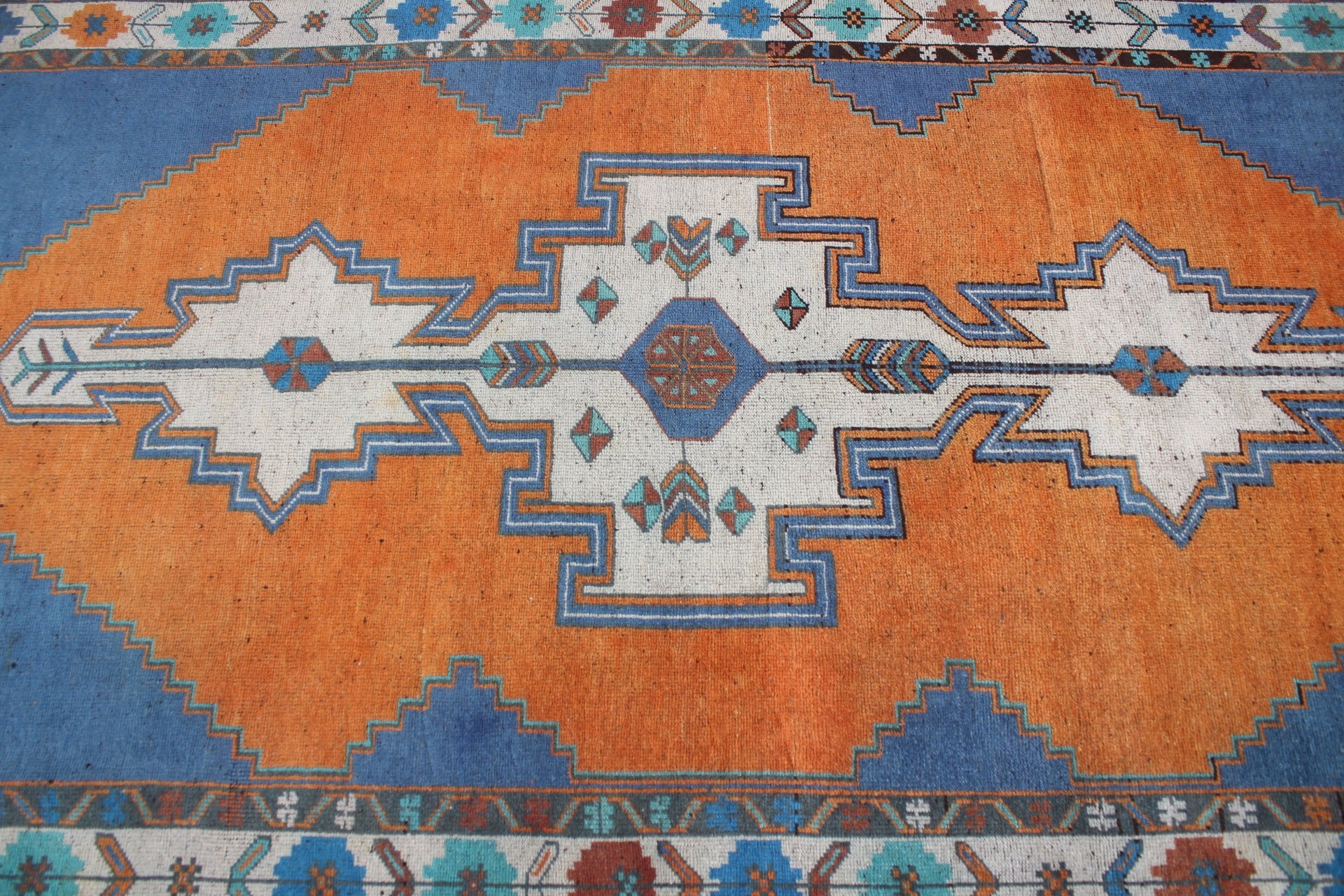 Cool Rug, Turkish Rugs, 4.2x7.7 ft Area Rugs, Vintage Rugs, Orange Floor Rugs, Dining Room Rug, Kitchen Rugs, Oushak Rugs, Pastel Rugs