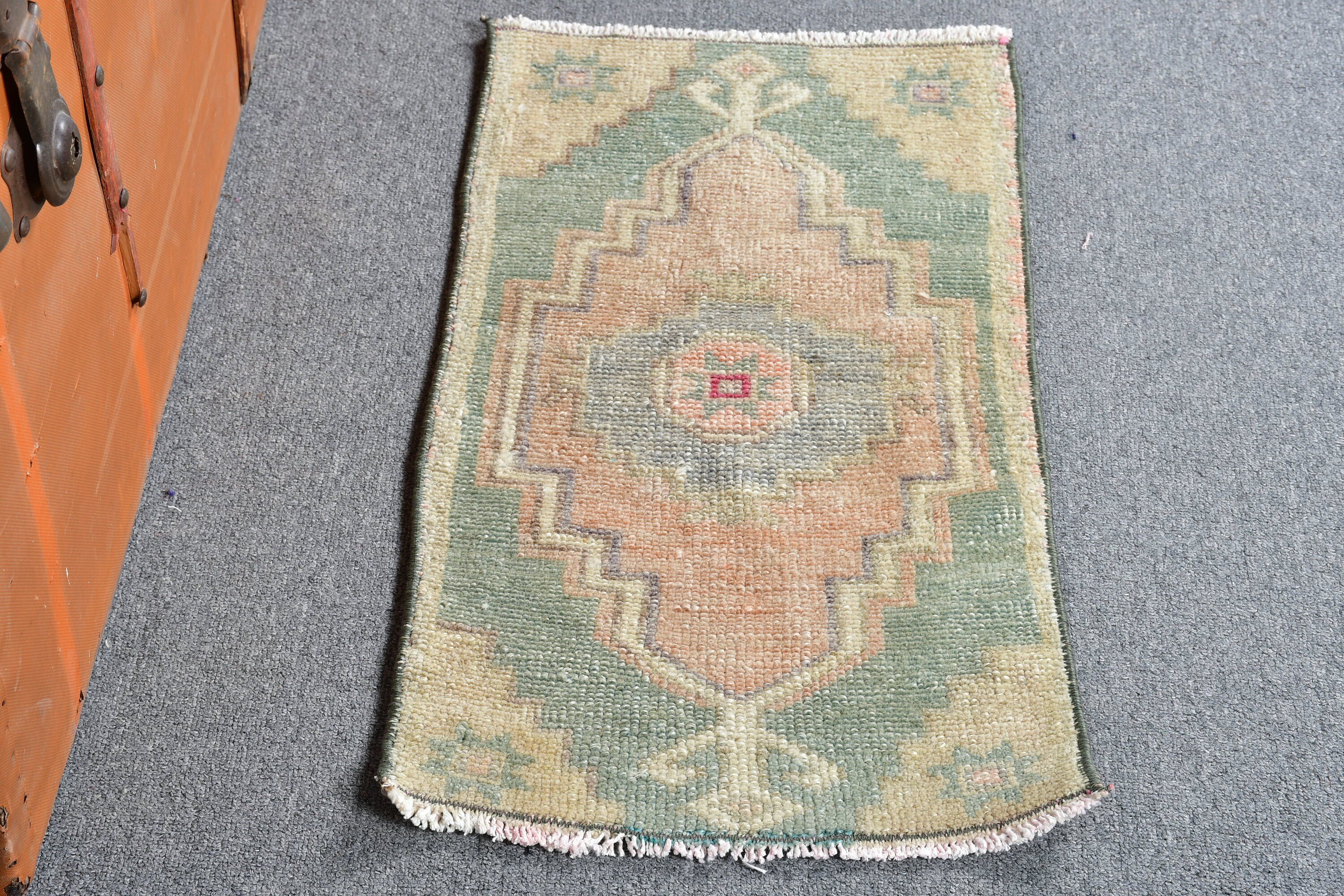 Anatolian Rug, 1.2x2.3 ft Small Rugs, Rugs for Bathroom, Nursery Rug, Turkish Rugs, Green Moroccan Rugs, Vintage Rugs, Kitchen Rugs