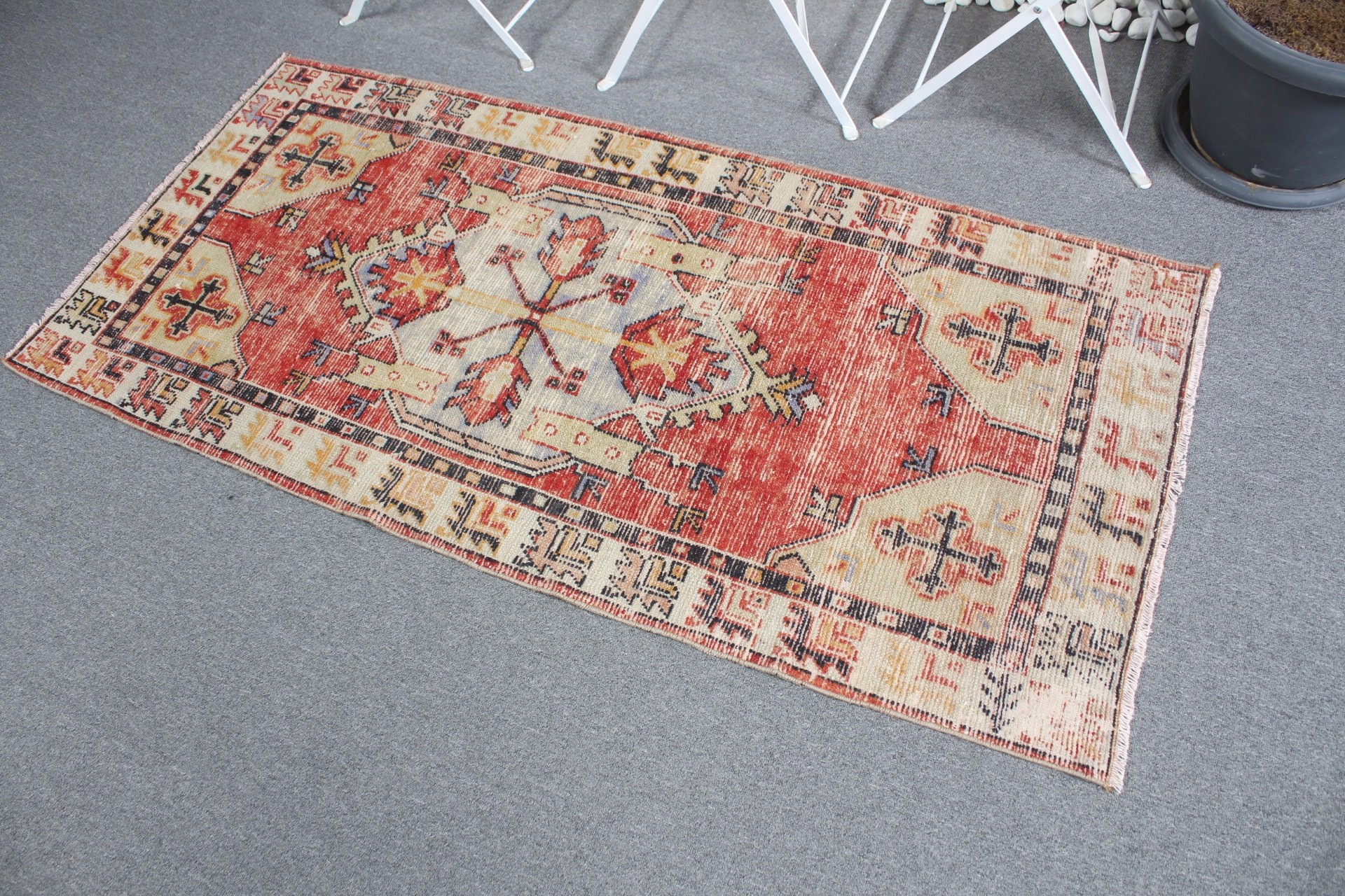 Cute Rugs, Kitchen Rugs, 2.6x5.4 ft Small Rug, Turkish Rugs, Cool Rug, Bathroom Rugs, Red Anatolian Rug, Rugs for Door Mat, Vintage Rug