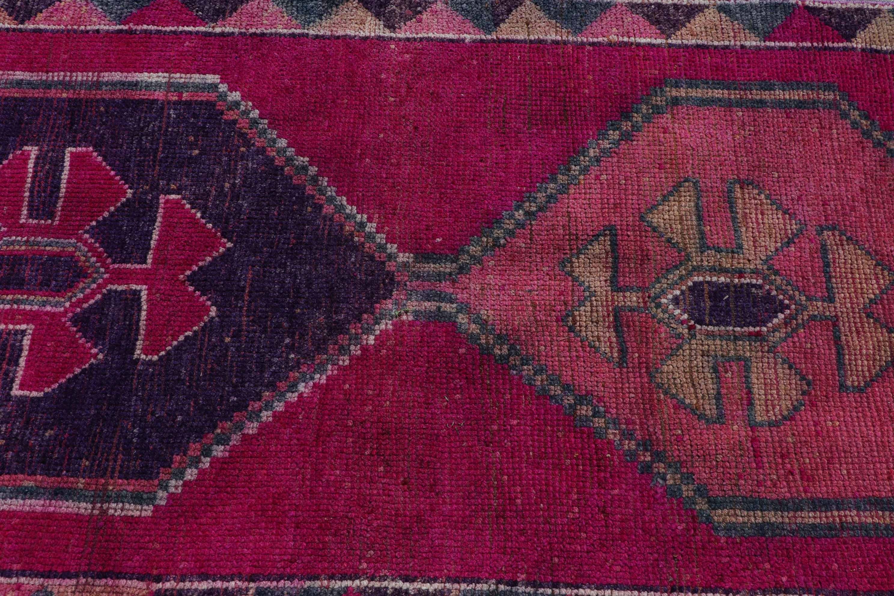 Kitchen Rugs, Pink Cool Rugs, Hand Woven Rugs, 3.1x12.6 ft Runner Rugs, Vintage Rug, Moroccan Rug, Hallway Rug, Turkish Rug