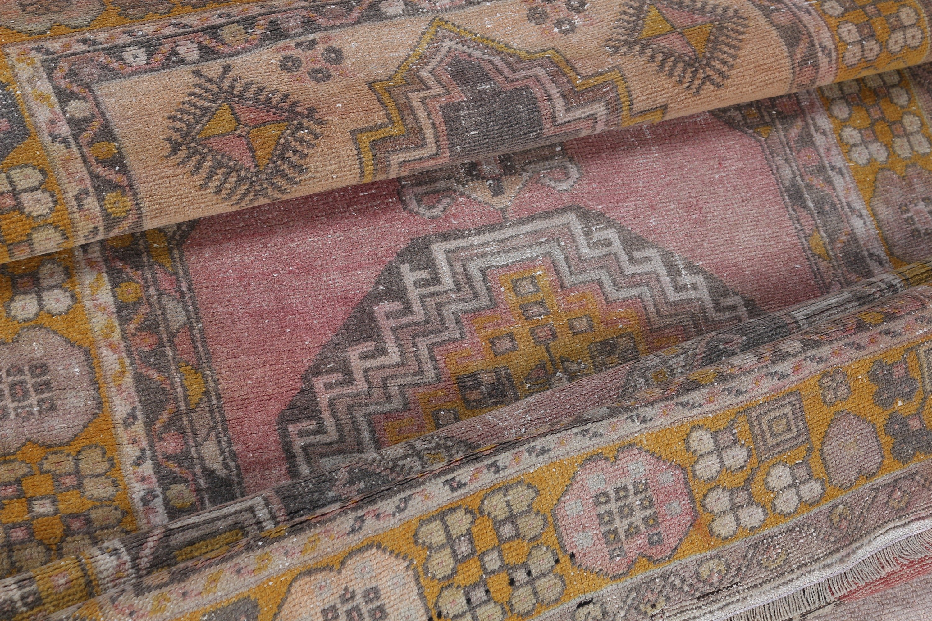 Anatolian Rugs, Vintage Rug, Turkish Rug, Kitchen Rug, 3.8x7 ft Area Rug, Pink Kitchen Rug, Floor Rug, Rugs for Bedroom, Dining Room Rugs