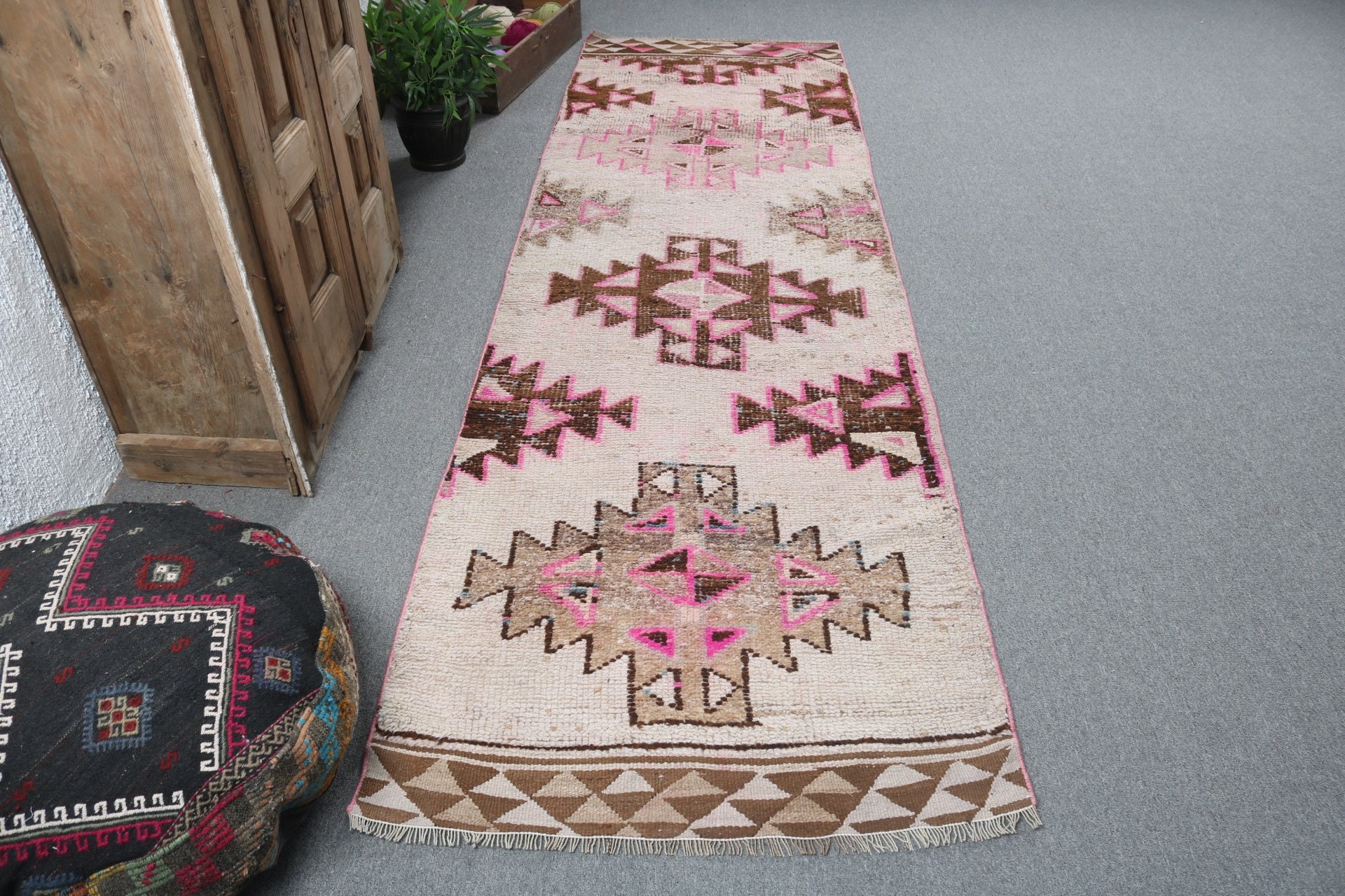 Anatolian Rug, Vintage Rug, Turkish Rug, Beni Ourain Runner Rug, Home Decor Rugs, Organic Rugs, Beige Flatweave Rug, 3.1x10.2 ft Runner Rug