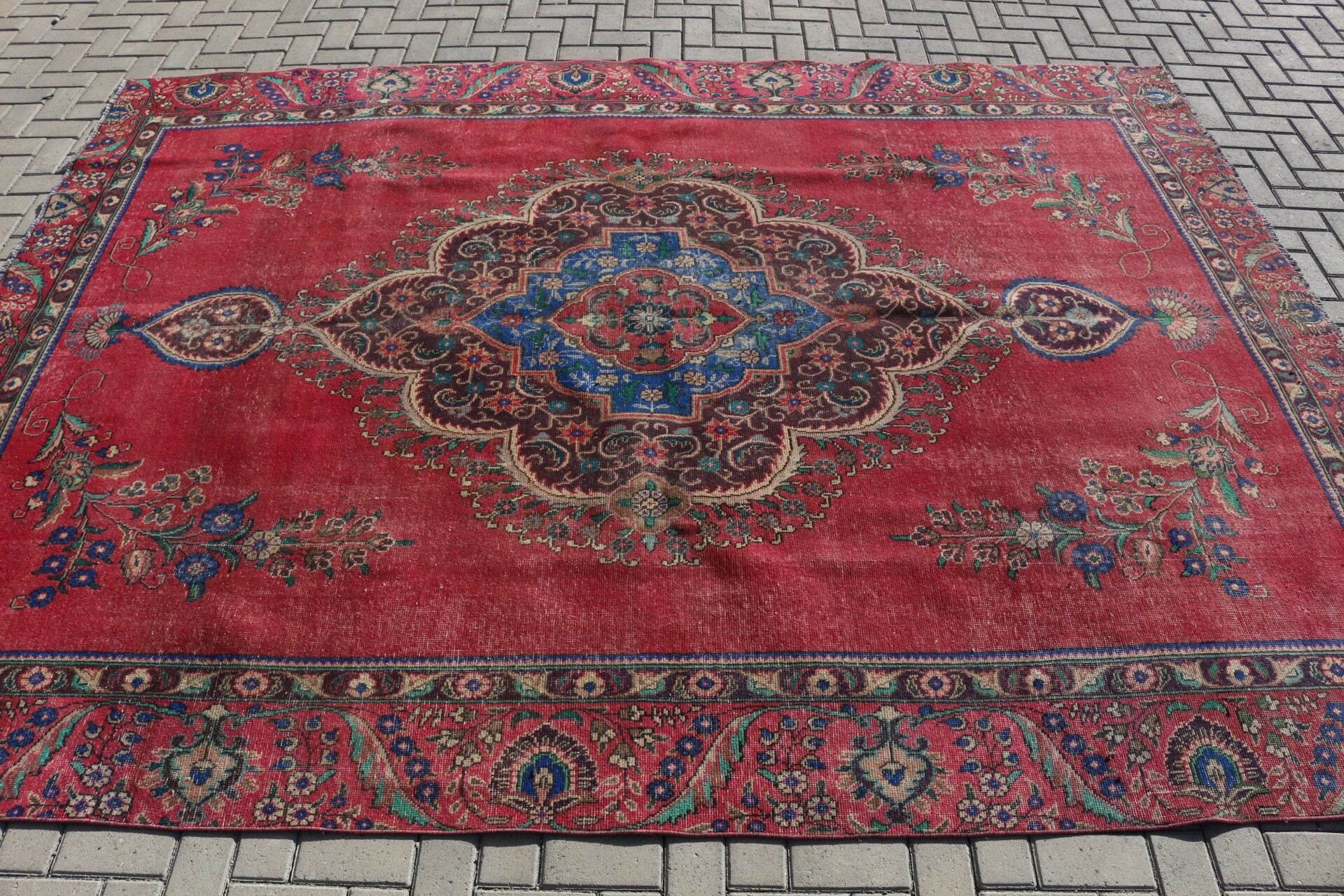 Türk Halısı, Sevimli Halı, Salon Halısı, Vintage Halı, 8.2x11.2 ft Büyük Boy Halı, Oturma Odası Halısı, Yatak Odası Halıları, Oryantal Halı, Kırmızı Anadolu Halısı