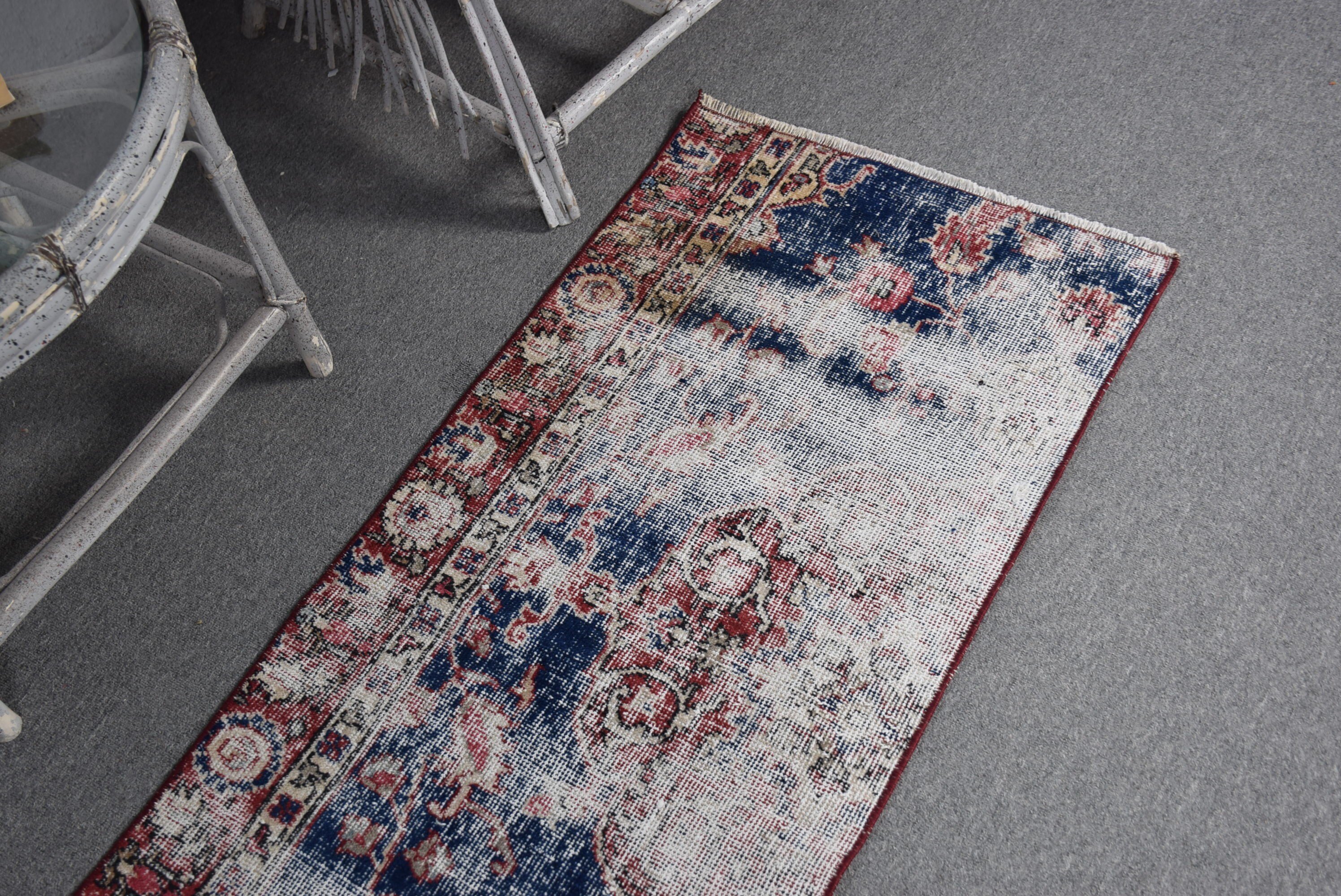 Moroccan Rug, Vintage Rug, Door Mat Rugs, Nursery Rug, Turkish Rug, 1.9x4.7 ft Small Rug, Rugs for Entry, Blue Bedroom Rug