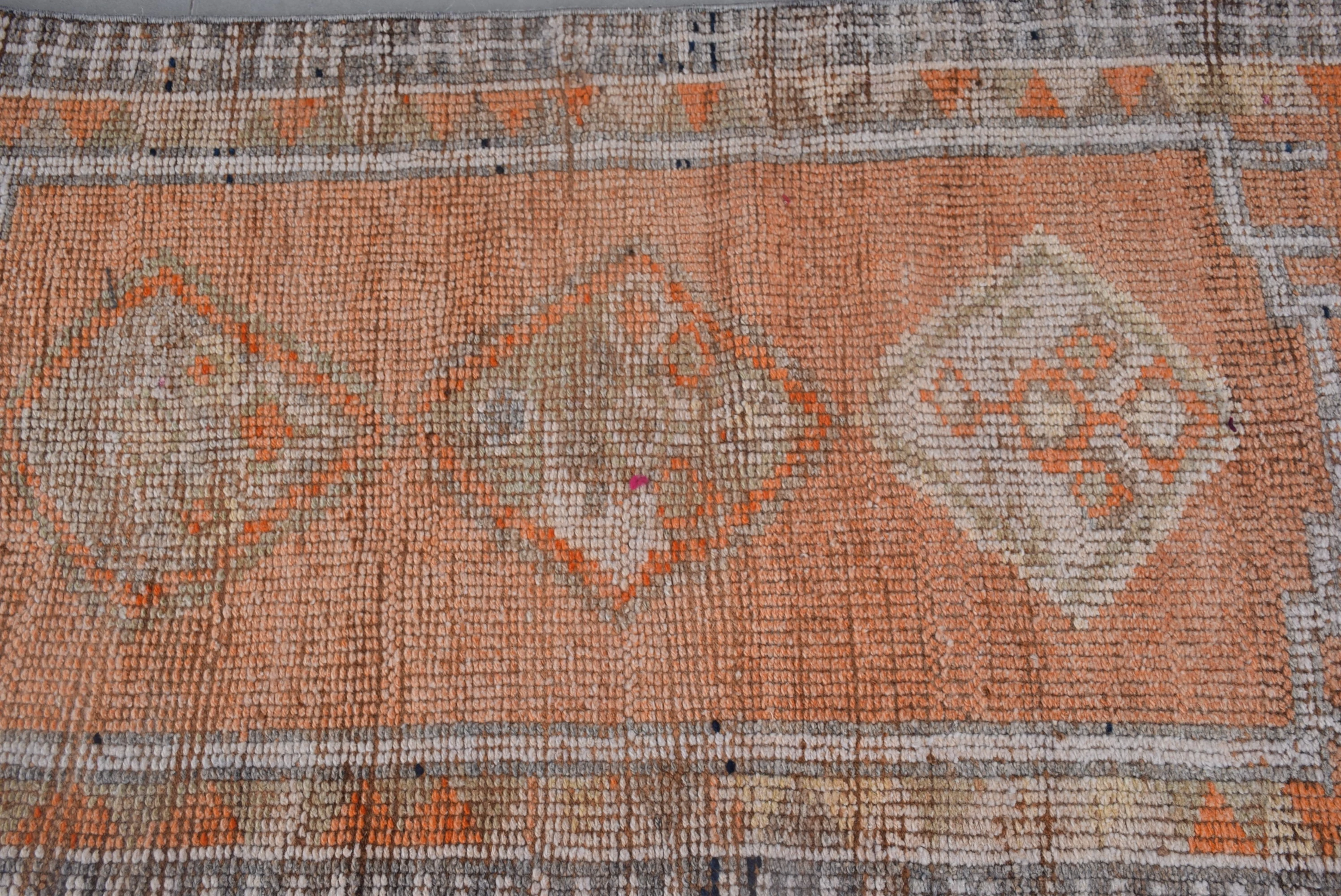 Pale Rugs, Vintage Rug, Antique Rug, Home Decor Rug, Turkish Rugs, 2.7x13.5 ft Runner Rugs, Corridor Rug, Orange Moroccan Rug, Hallway Rugs