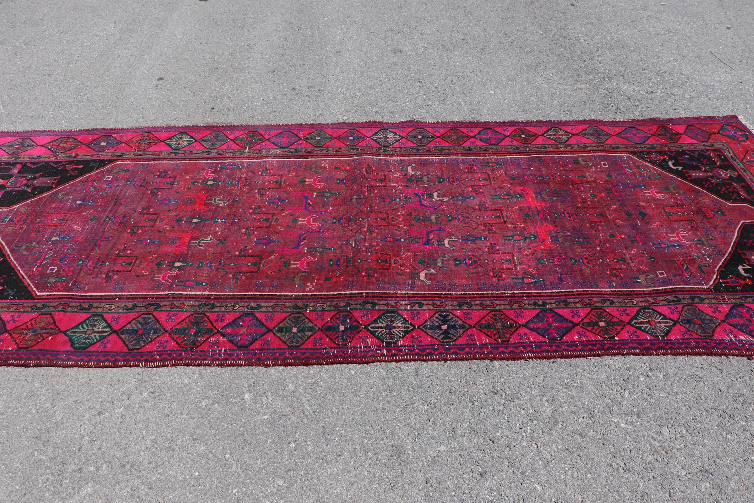 Fas Halısı, Havalı Halı, Halı Runner Vintage Halıları, Koridor Halıları, Türk Halısı, 4.3x10.9 ft Runner Halıları, Vintage Halı, Pembe Mutfak Halısı